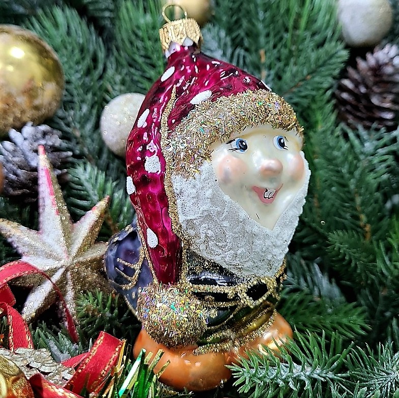 фото Стеклянная елочная игрушка Гном эмаль