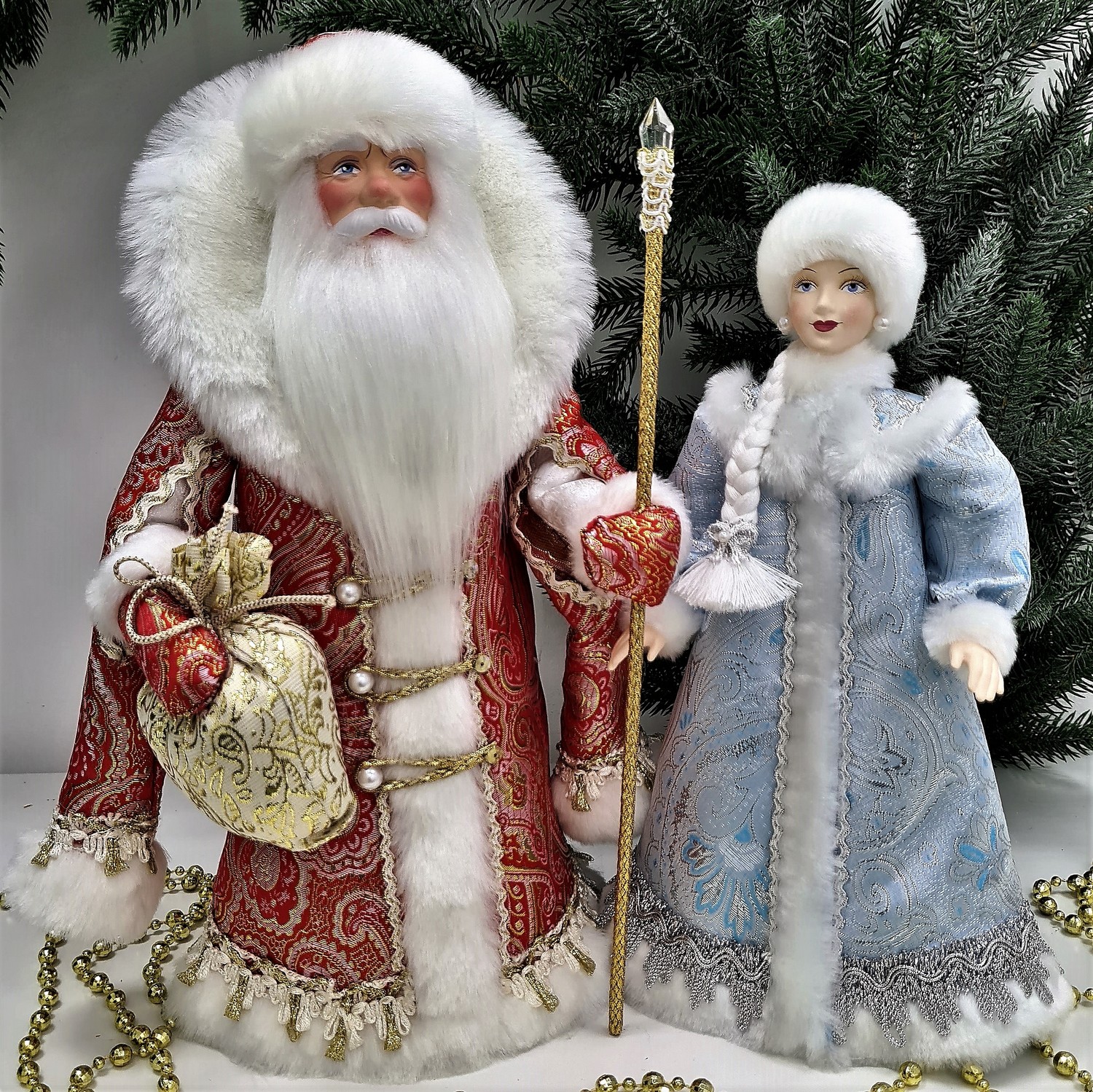 фото Набор Дед Мороз 34 см и Снегурочка 29 см №104