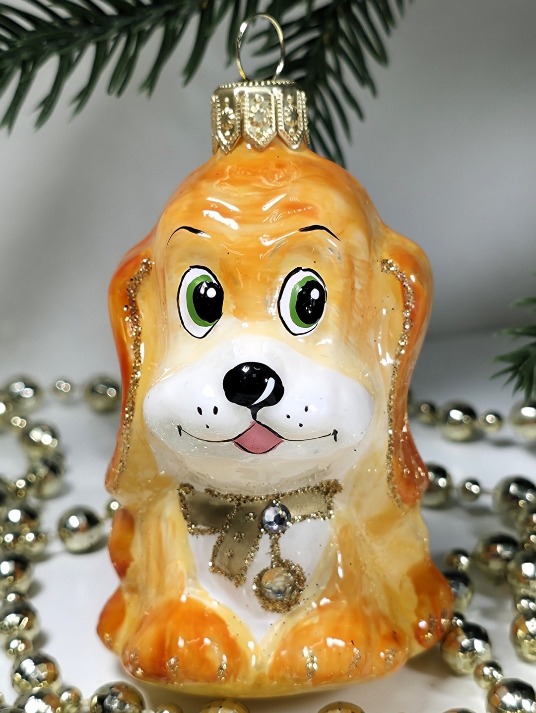 фото Стеклянная елочная игрушка Щенок