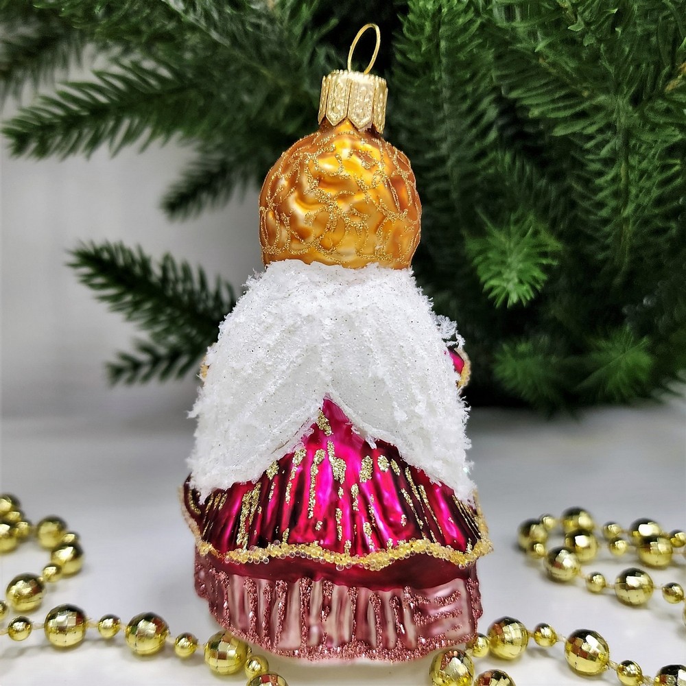 фото Стеклянная елочная игрушка Девочка ангел поет