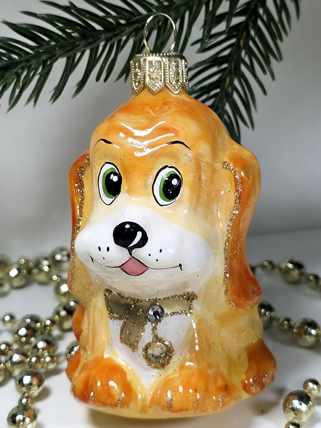 фото Стеклянная елочная игрушка Щенок