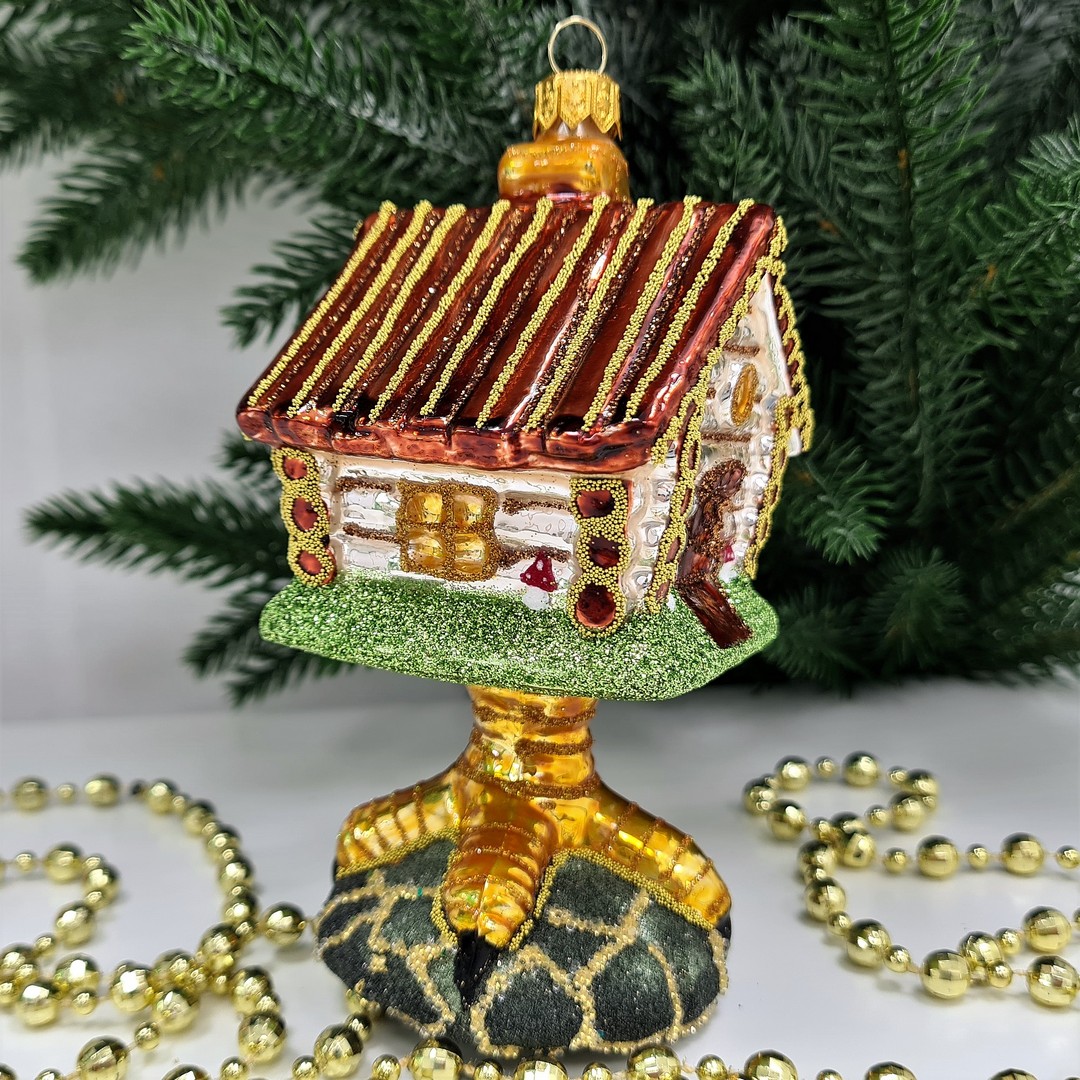 фото Стеклянная елочная игрушка Избушка на курьих ножках