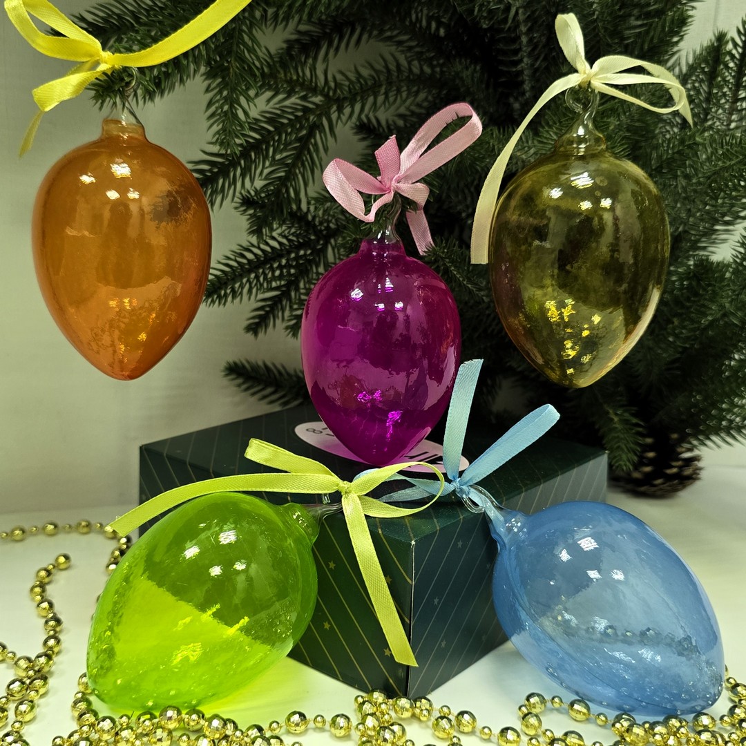 фото Набор стеклянных ёлочных игрушек Irena-Co Пасхальные яйца прозрачные