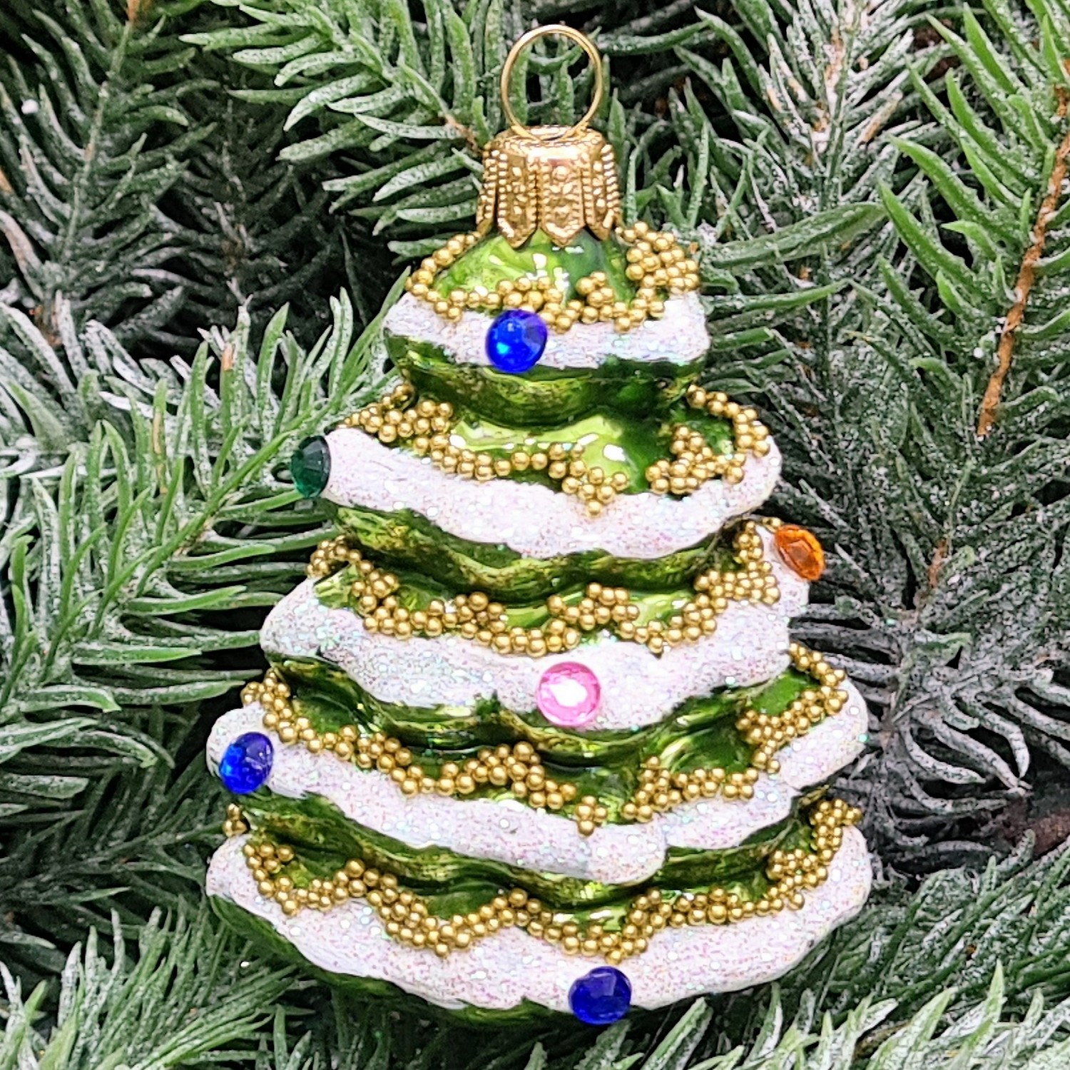 фото Стеклянная елочная игрушка Елочка мини