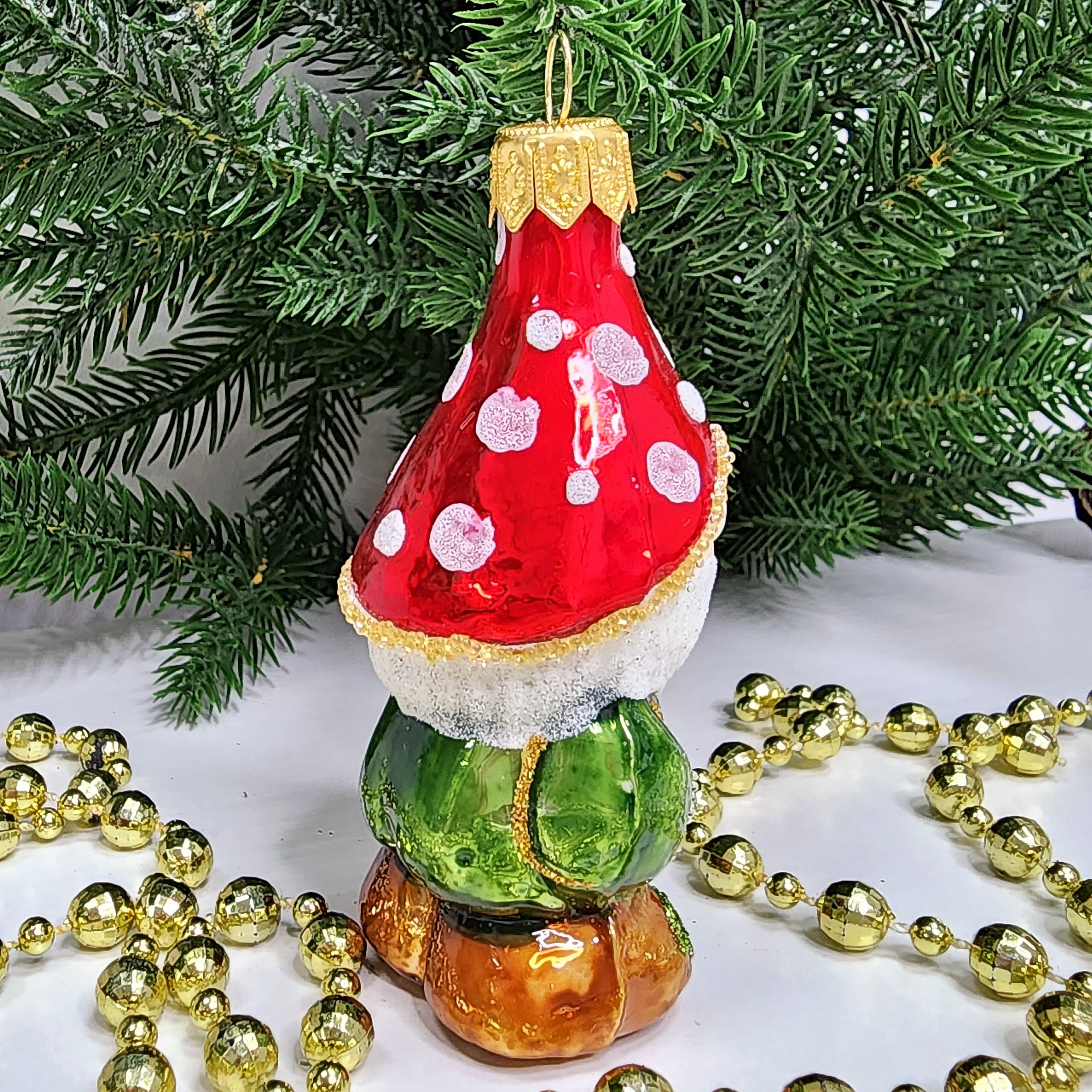 фото Стеклянная елочная игрушка Гномик