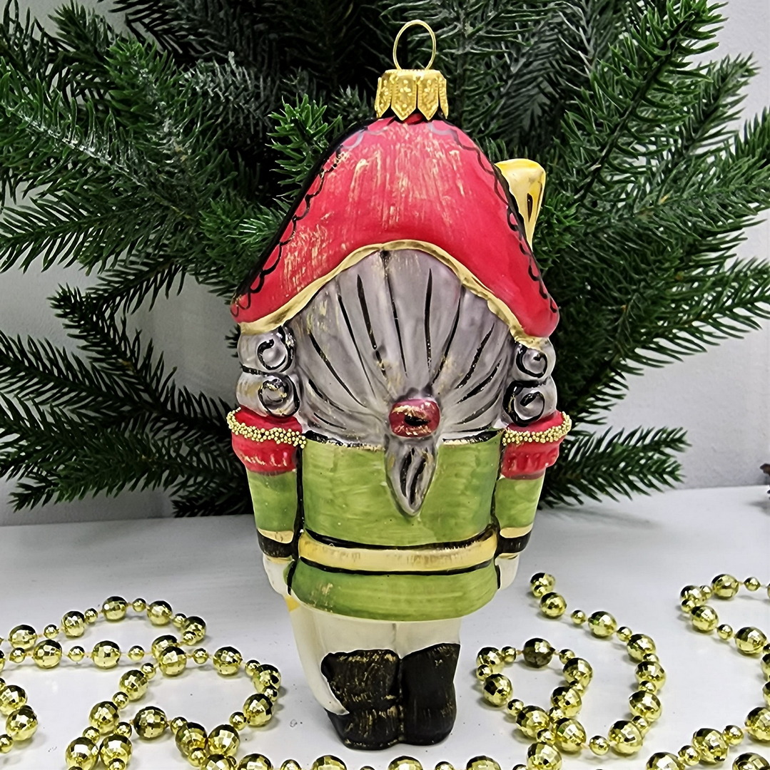 фото Стеклянная елочная игрушка Щелкунчик винтаж зеленый