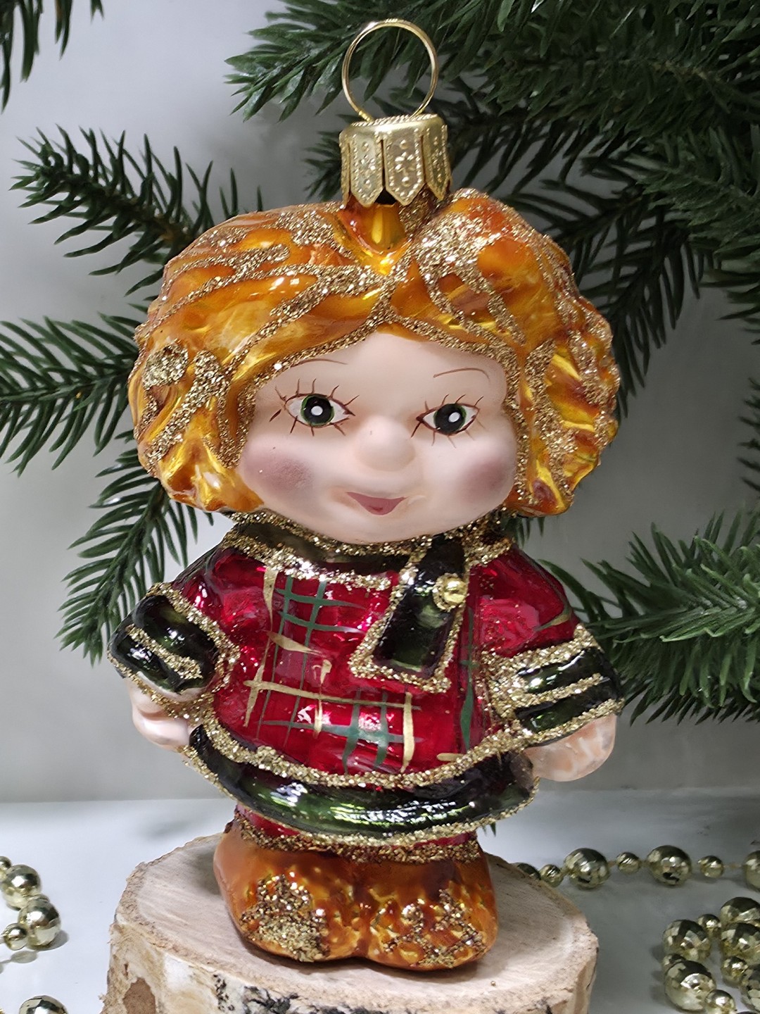 фото Стеклянная елочная игрушка Лохматый мальчик