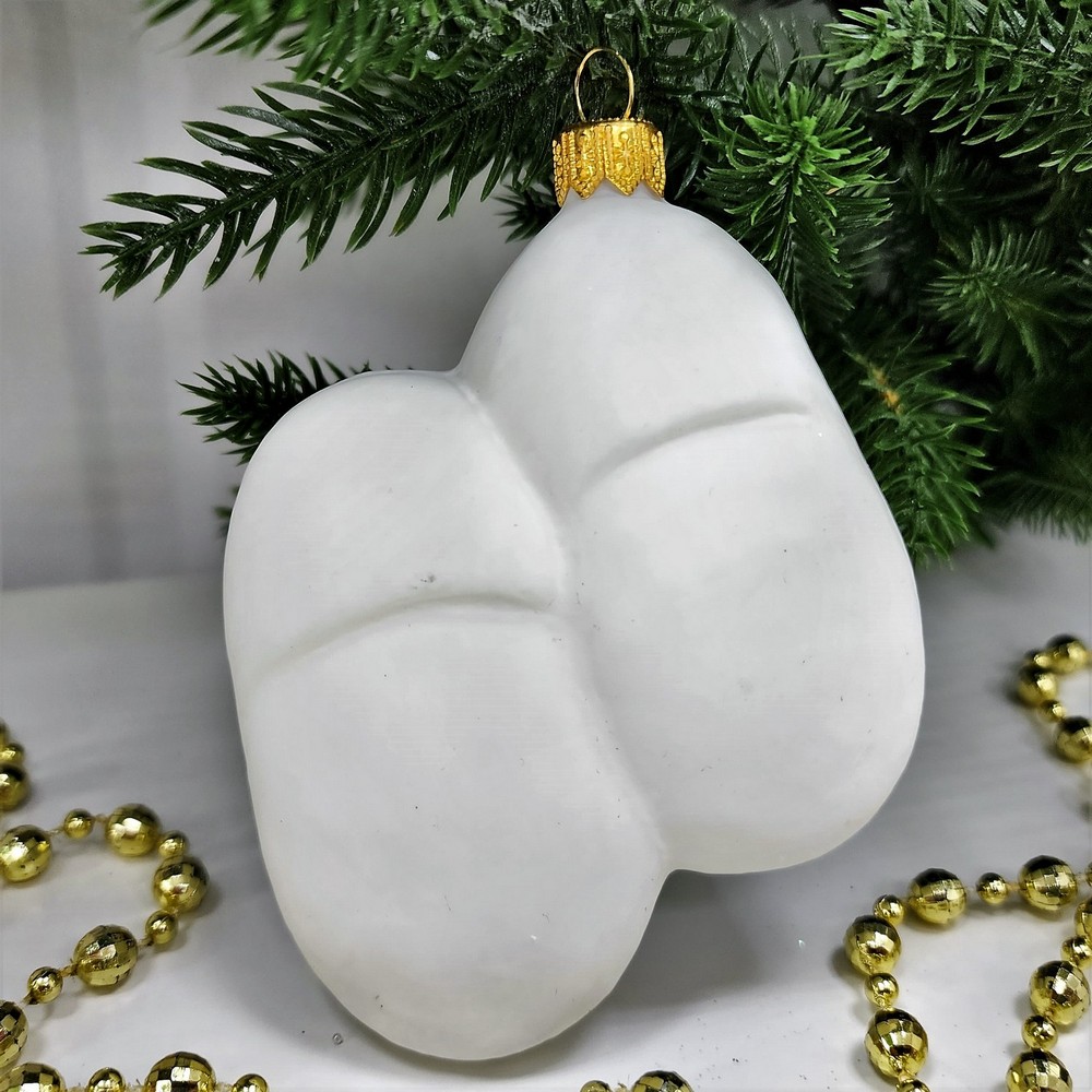 фото Стеклянная елочная игрушка Пинетки голубые