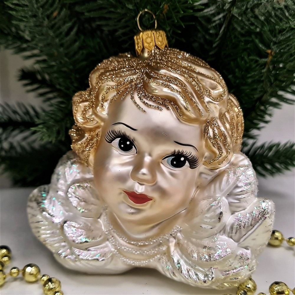 фото Стеклянная елочная игрушка Ангел маленький