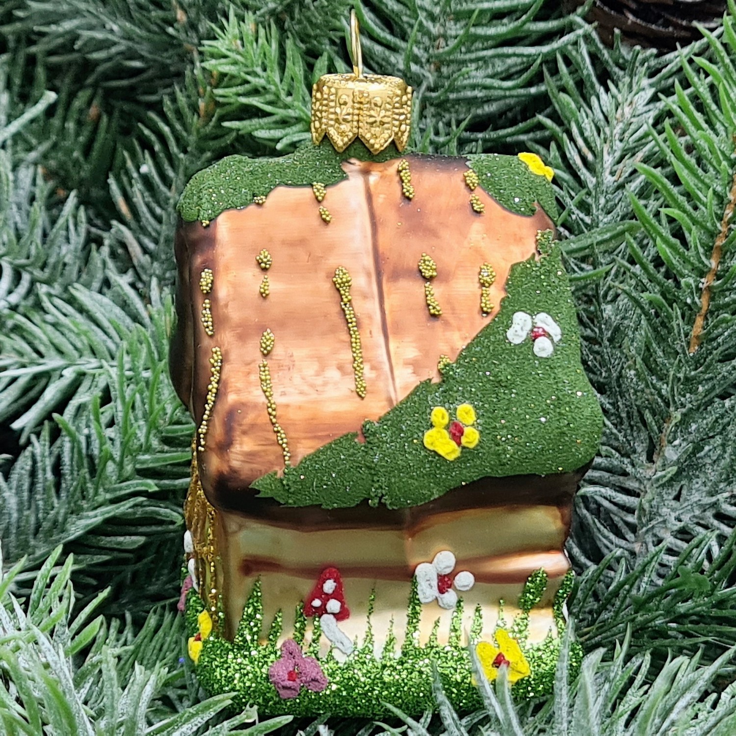 фото Стеклянная елочная игрушка Домик маленький