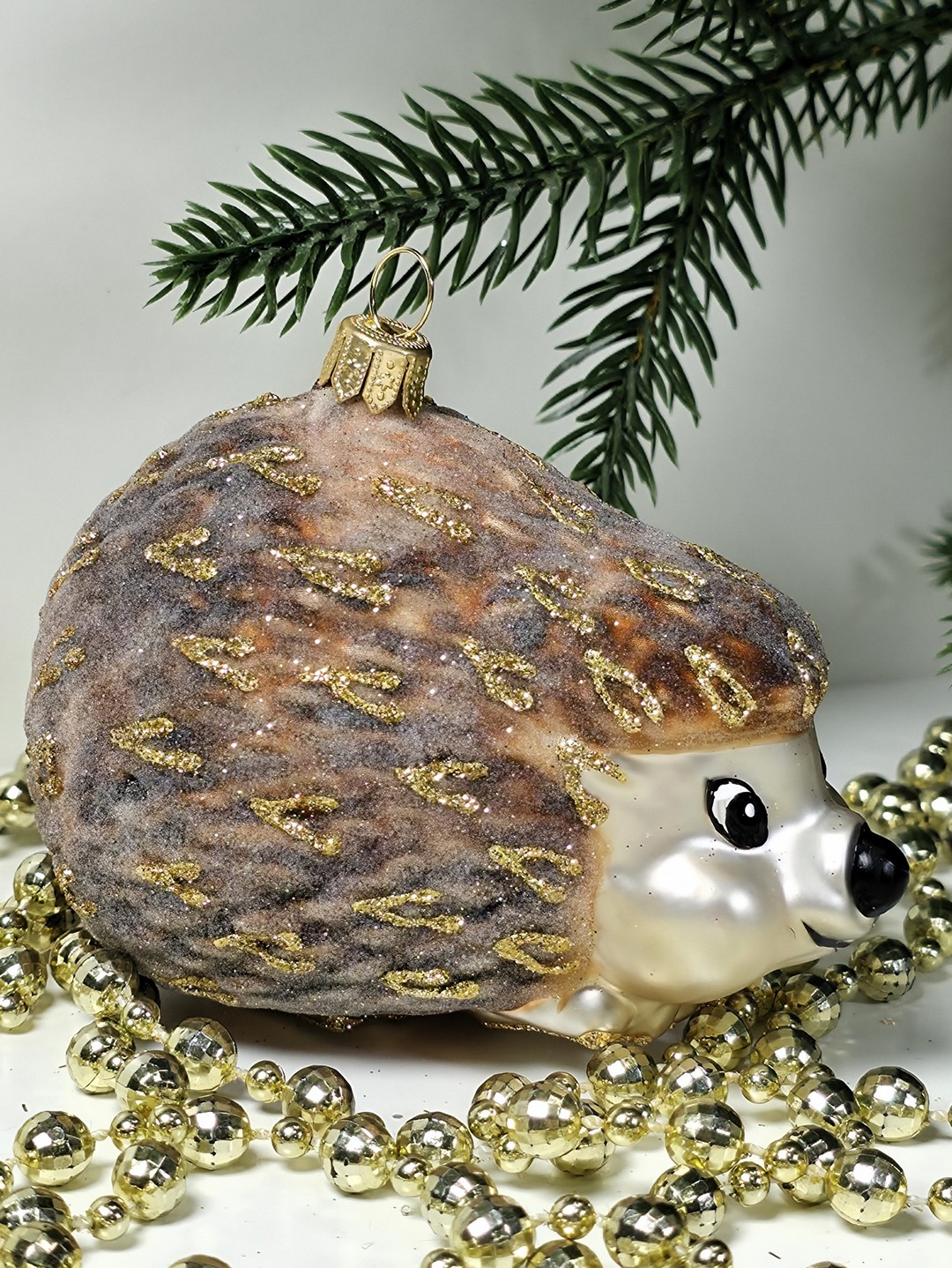 фото Стеклянная елочная игрушка Ежик лесной