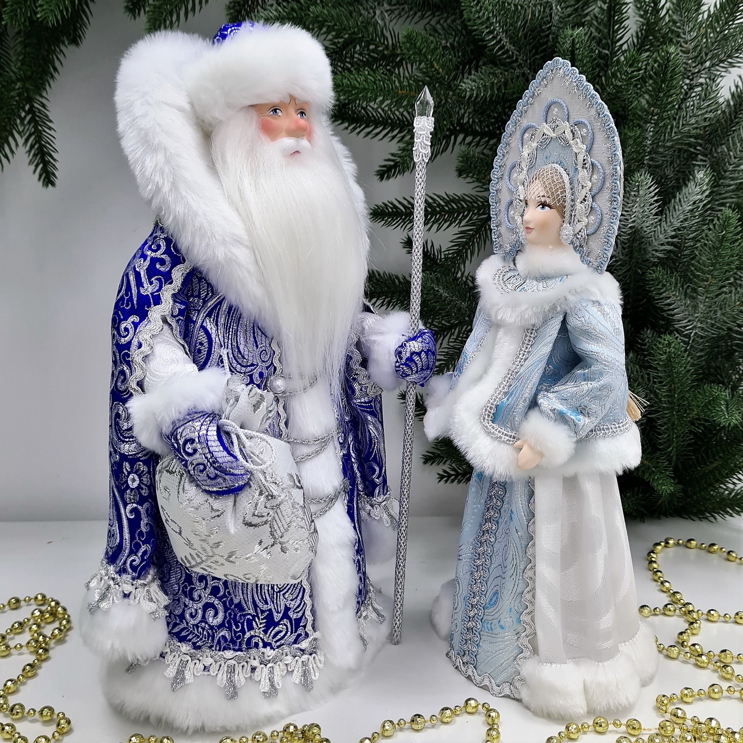 фото Набор Дед Мороз 34 см и Снегурочка 31 см №113