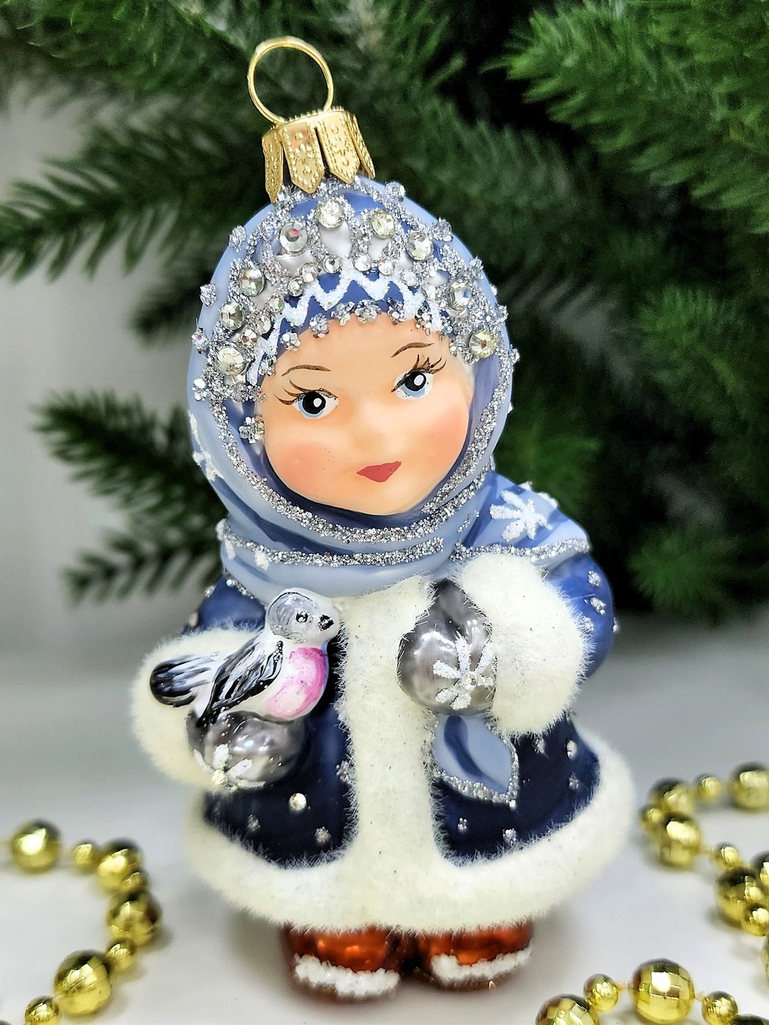 фото Стеклянная елочная игрушка Снегурочка