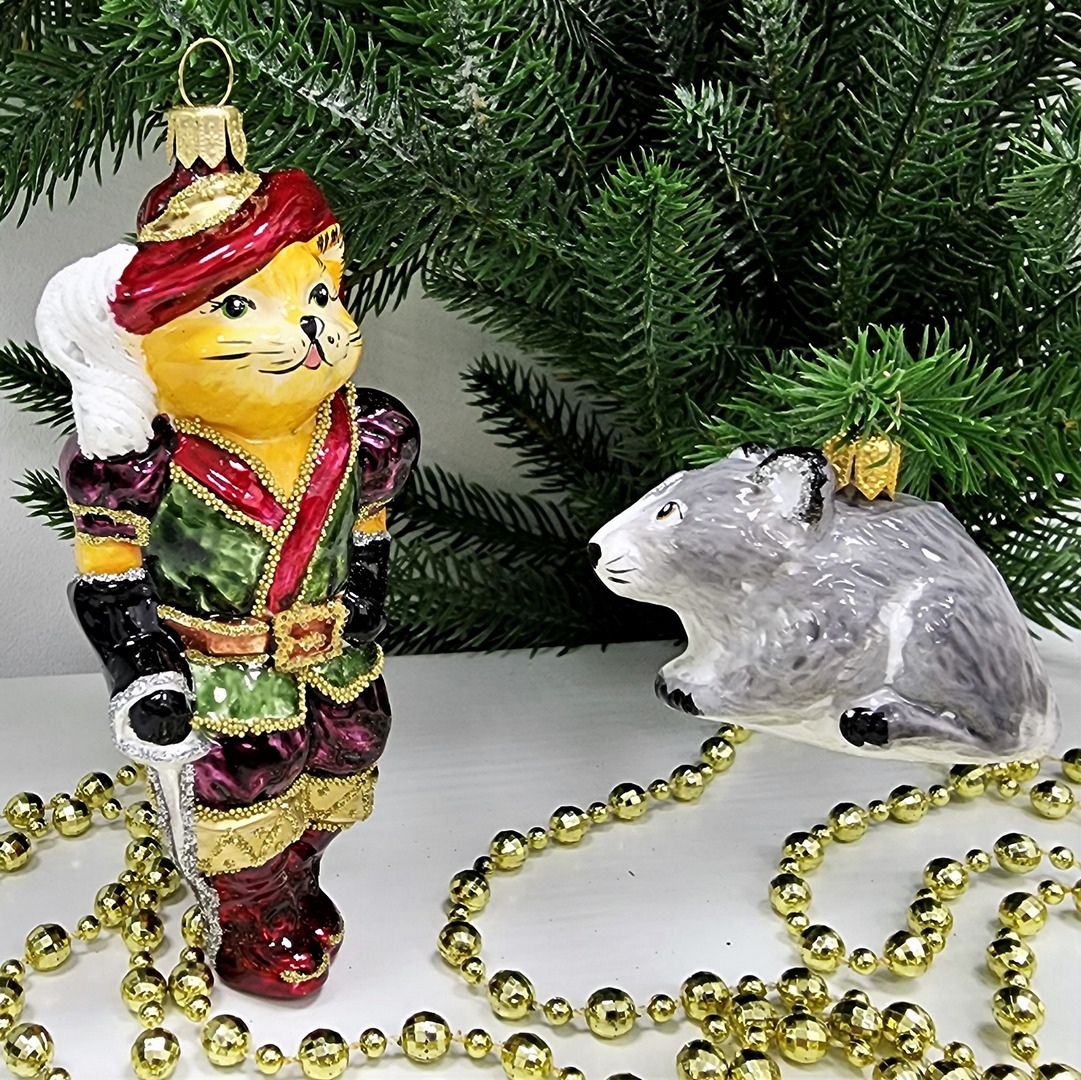 фото Набор ёлочных игрушек Кот в сапогах и мышонок