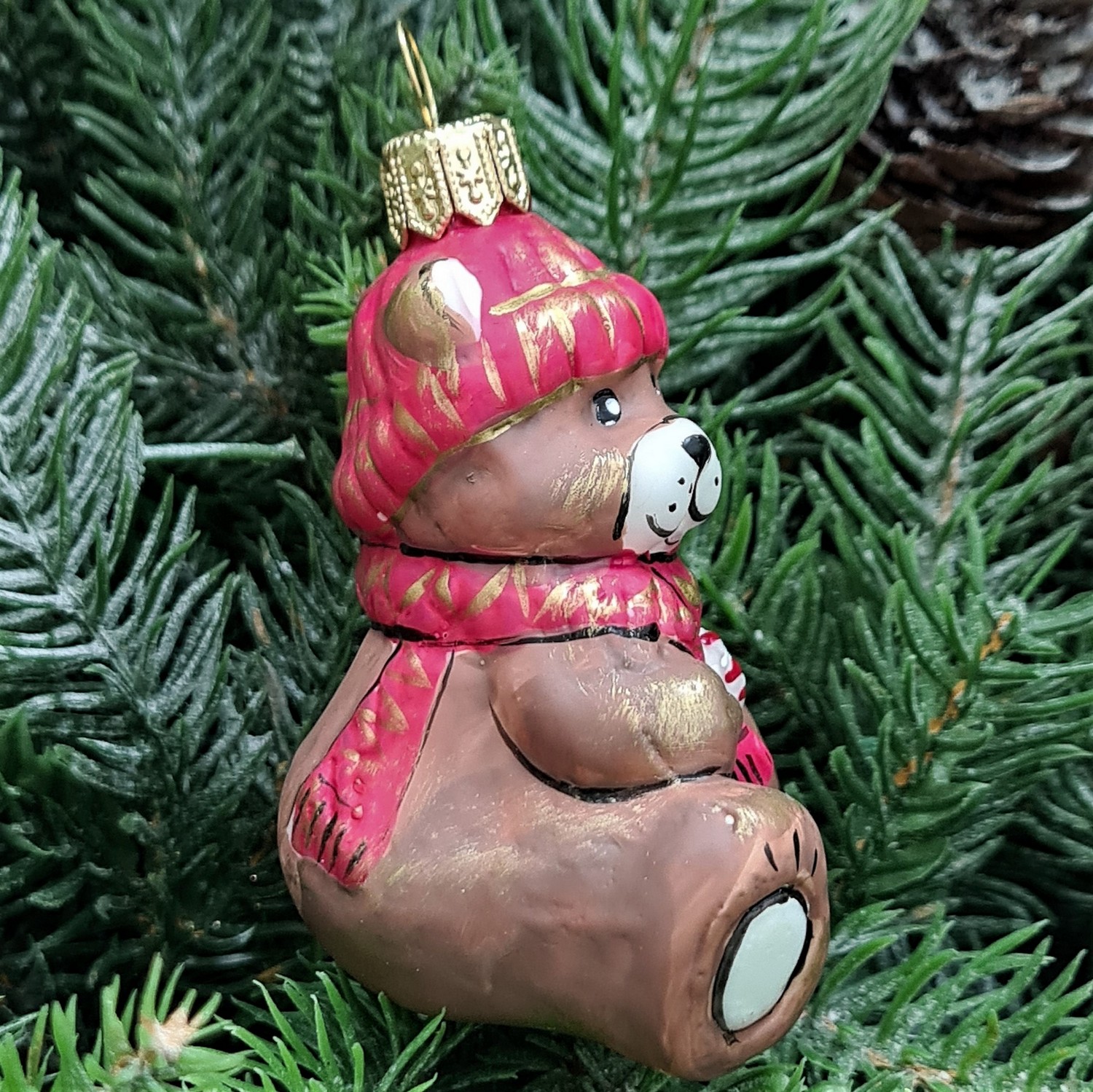 фото Стеклянная елочная игрушка Мишка Бэби винтаж