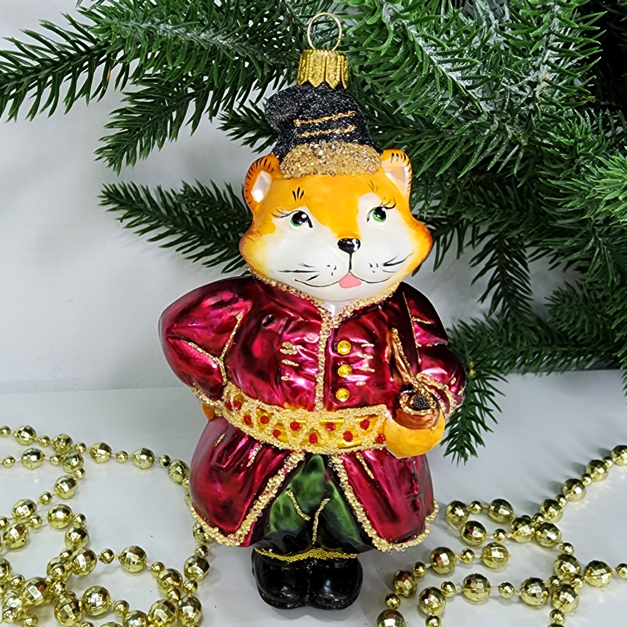 фото Стеклянная елочная игрушка Котофей