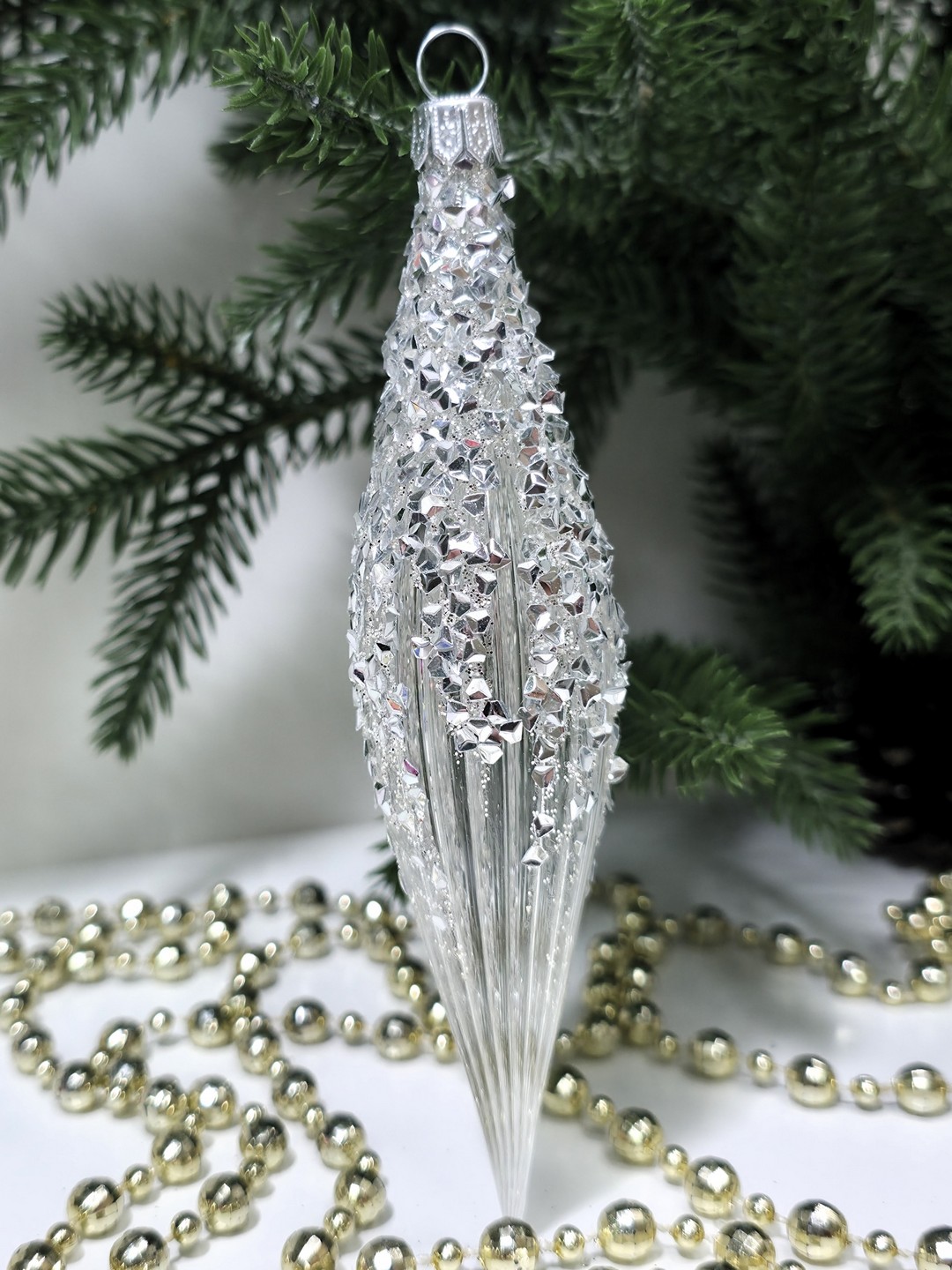 фото Стеклянная елочная игрушка Сосулька