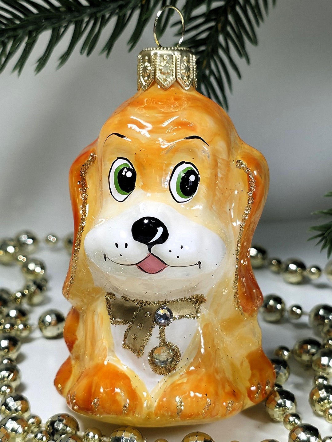 фото Стеклянная елочная игрушка Щенок