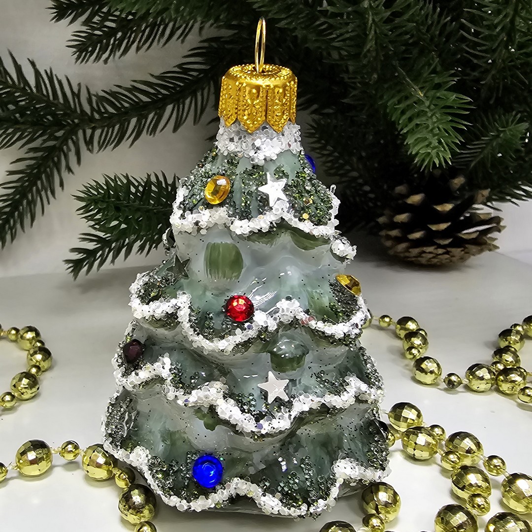 фото Стеклянная елочная игрушка Ёлочка