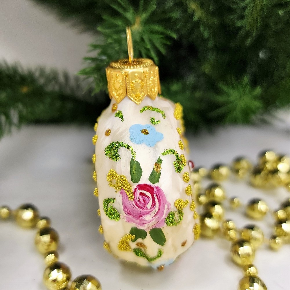 фото Стеклянная елочная игрушка Часы круглые Версаль