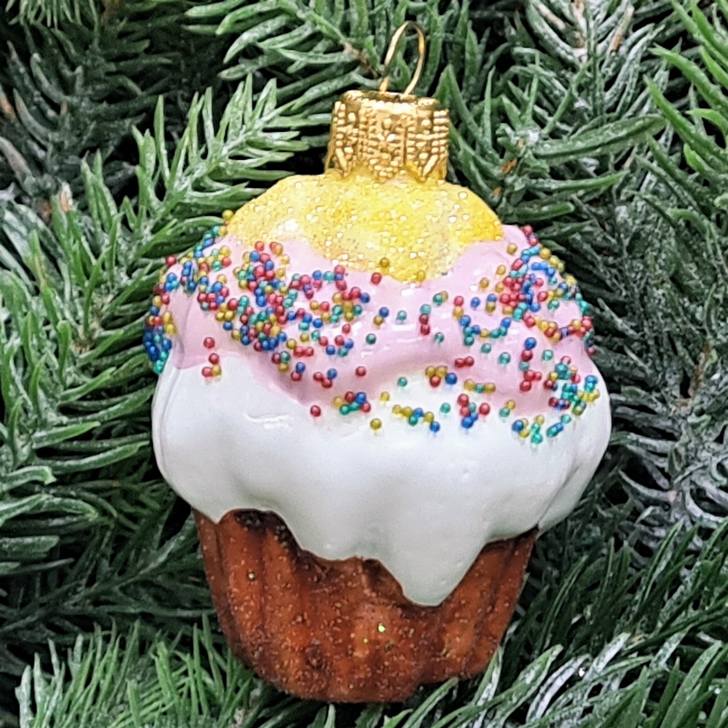 фото Стеклянная елочная игрушка Пирожное