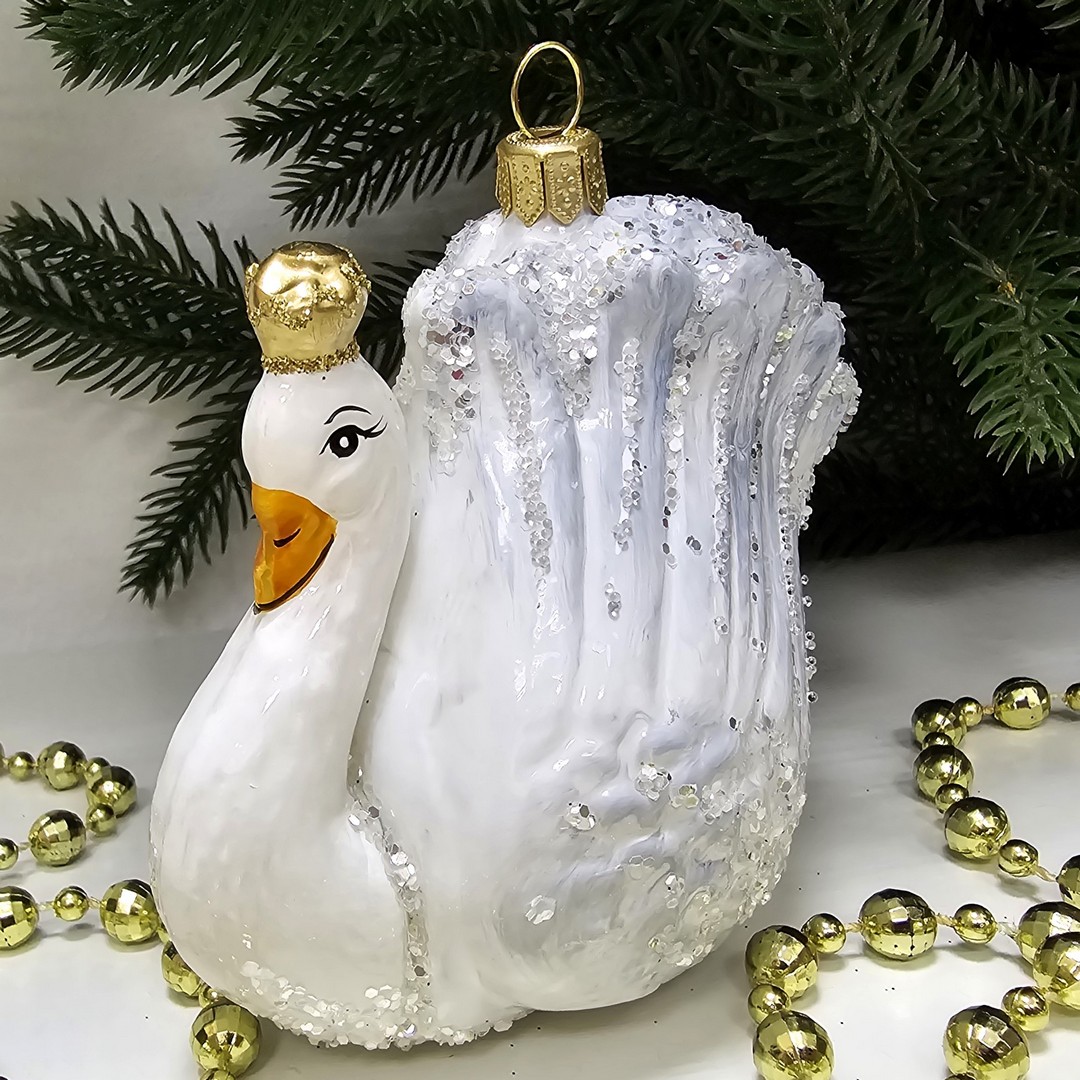 фото Стеклянная елочная игрушка Царевна лебедь винтаж