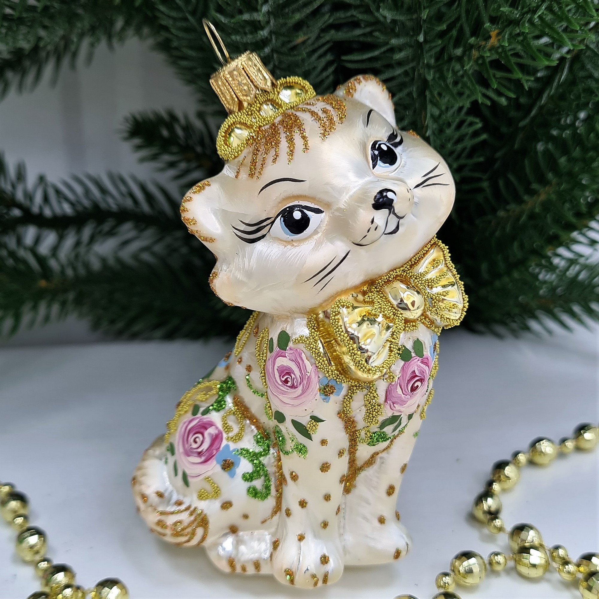 фото Стеклянная елочная игрушка Киса Мэри Версаль