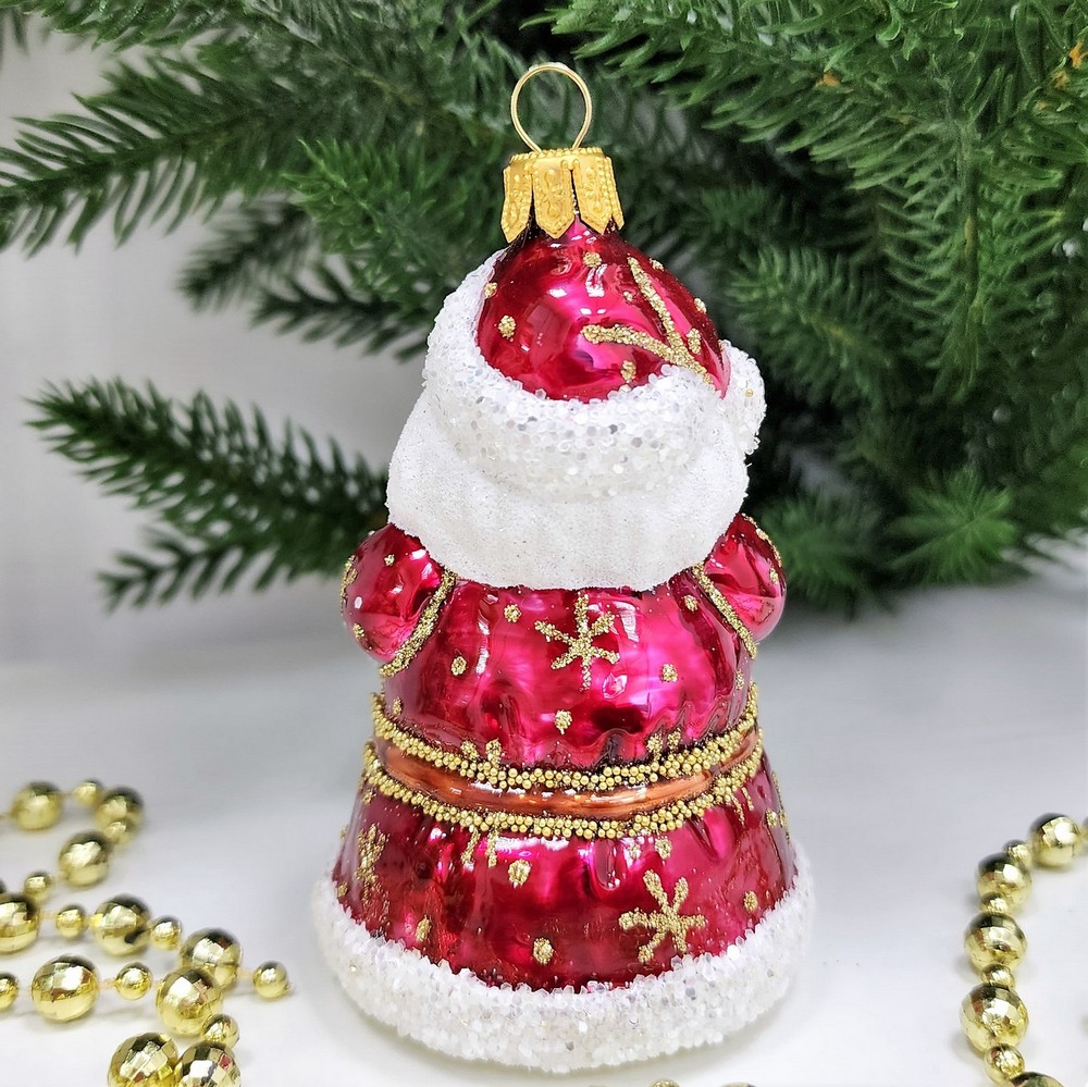 фото Стеклянная елочная игрушка Дед Мороз колокольчик