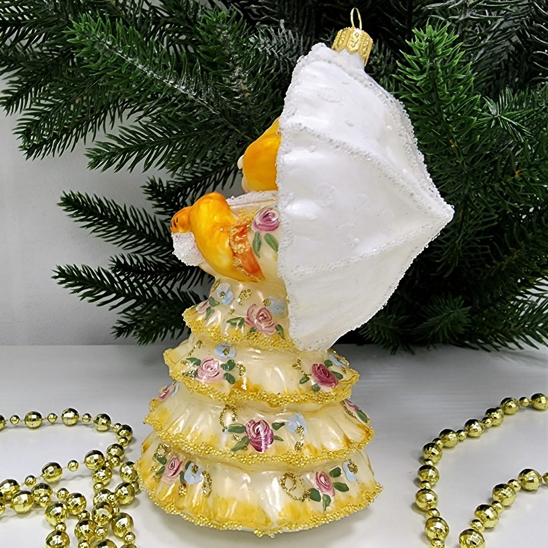 фото Стеклянная елочная игрушка Кошка с зонтиком версаль