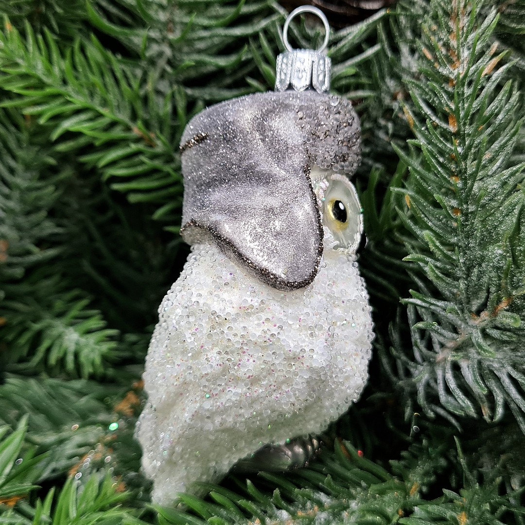 фото Стеклянная елочная игрушка Сова в ушанке-4