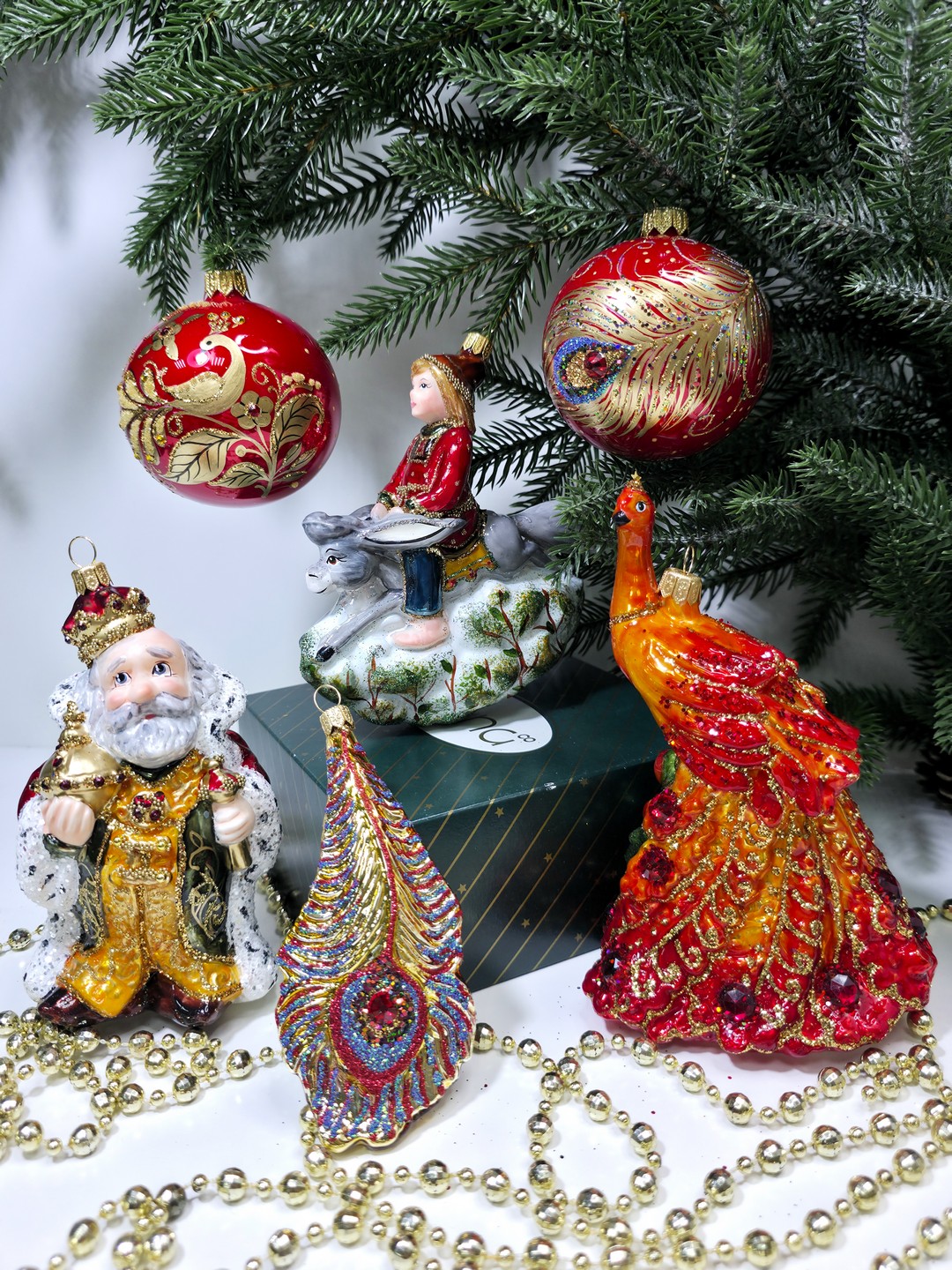 фото Набор стеклянных ёлочных игрушек Irena-Co Жар Птица