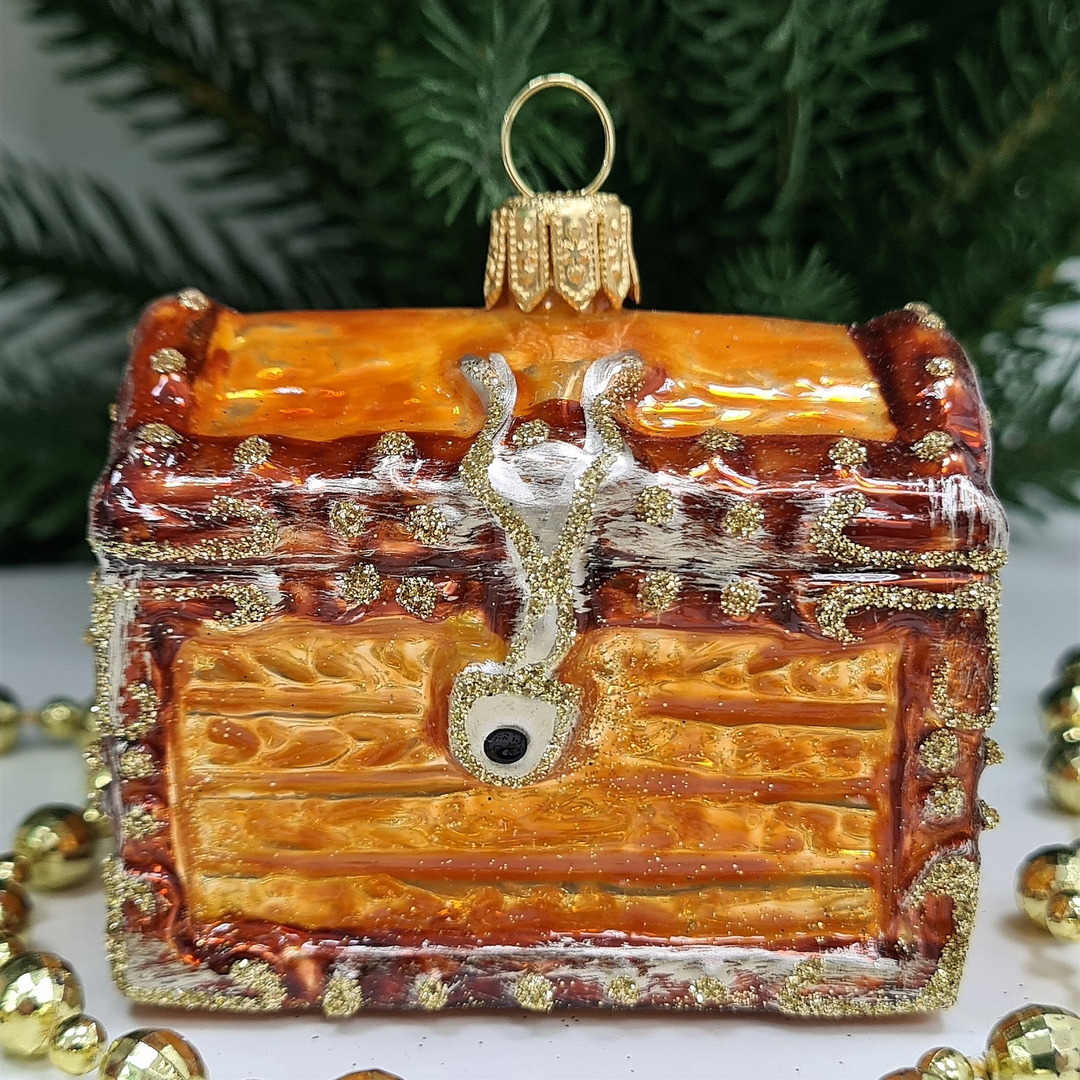 фото Стеклянная елочная игрушка Сундучок