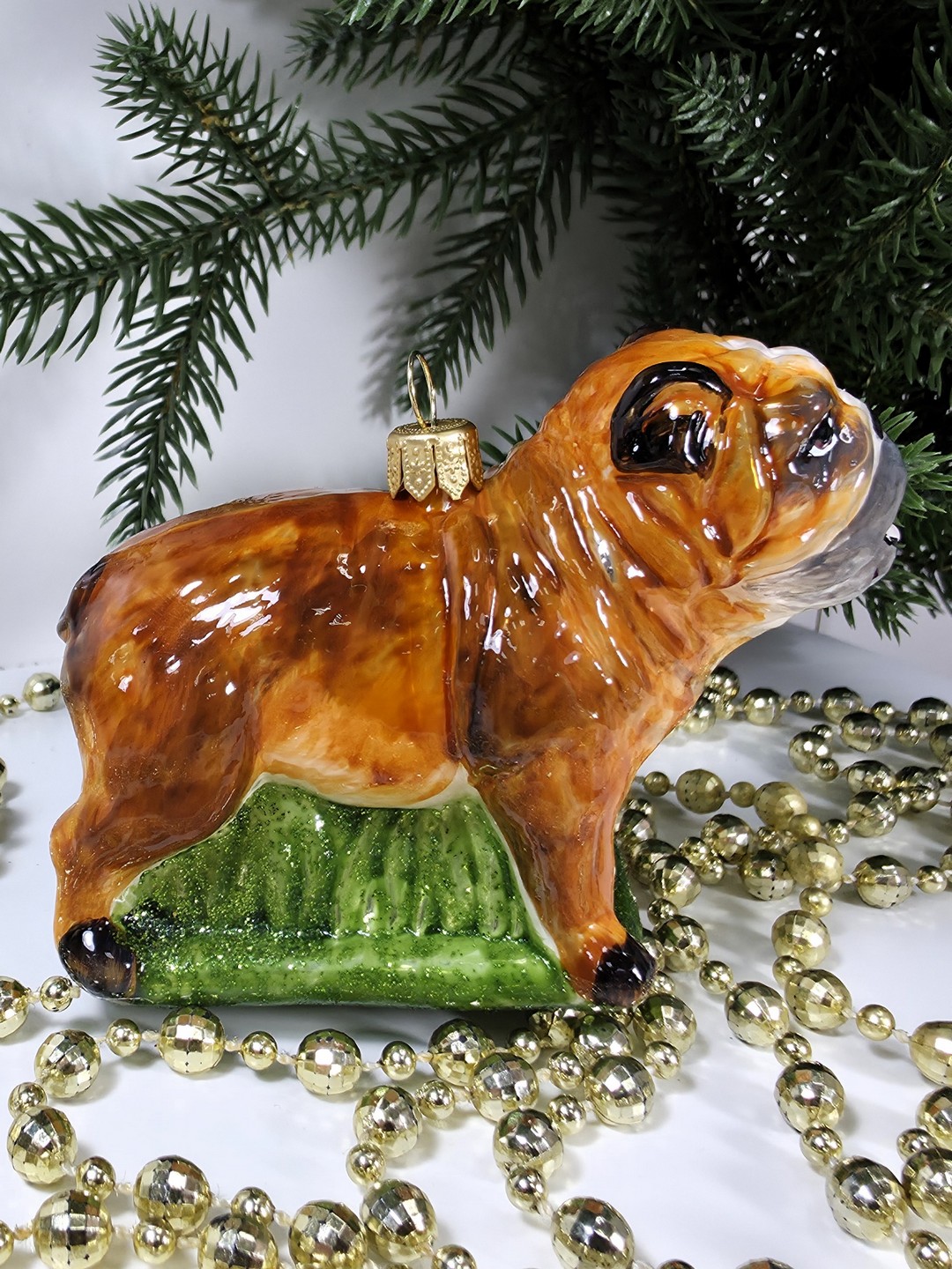 фото Стеклянная елочная игрушка Бульдог