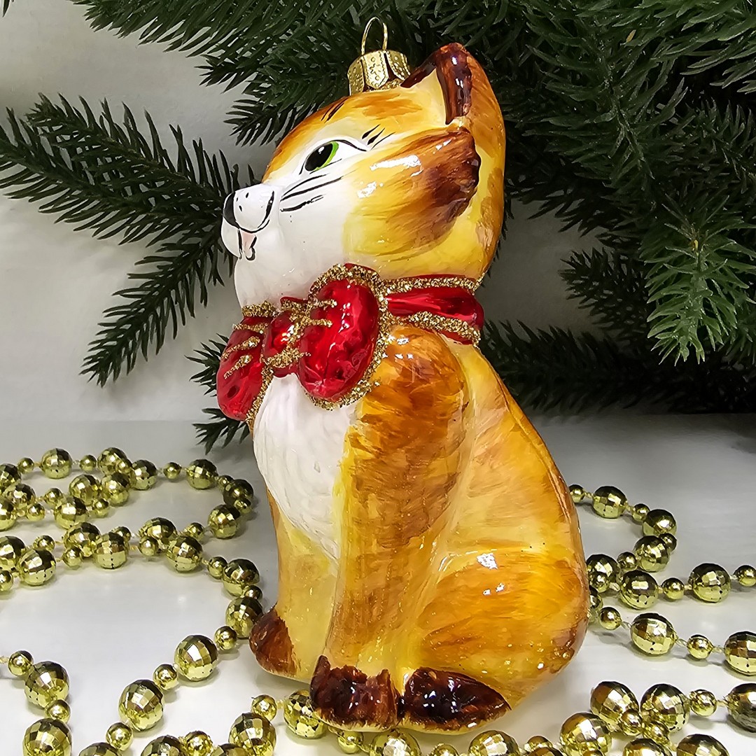 фото Стеклянная елочная игрушка Киса Мэри