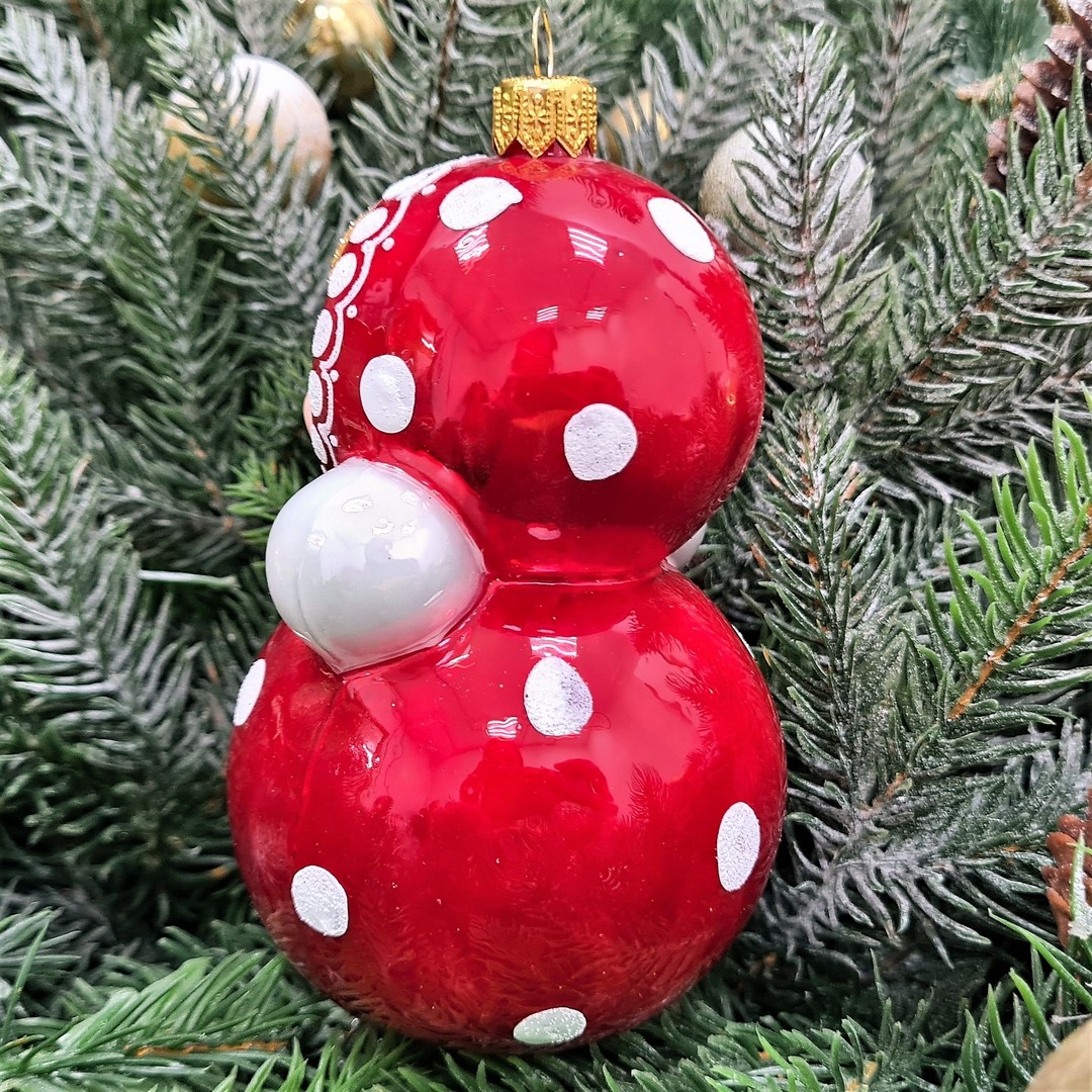 фото Стеклянная елочная игрушка Матрешка-неваляшка