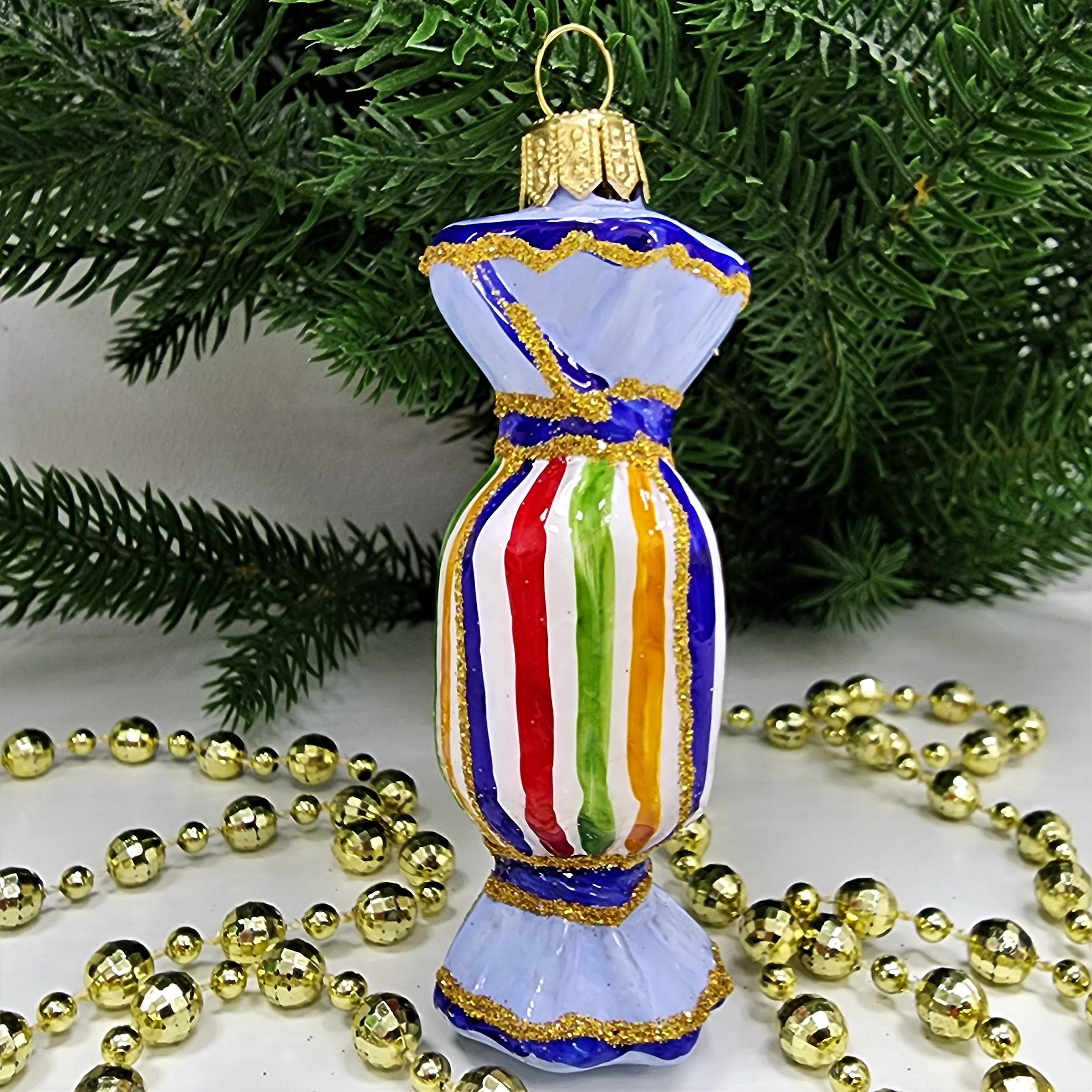 фото Стеклянная елочная игрушка Конфета