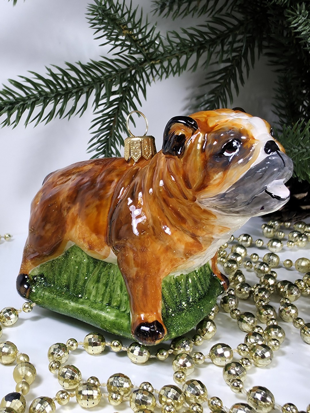 фото Стеклянная елочная игрушка Бульдог