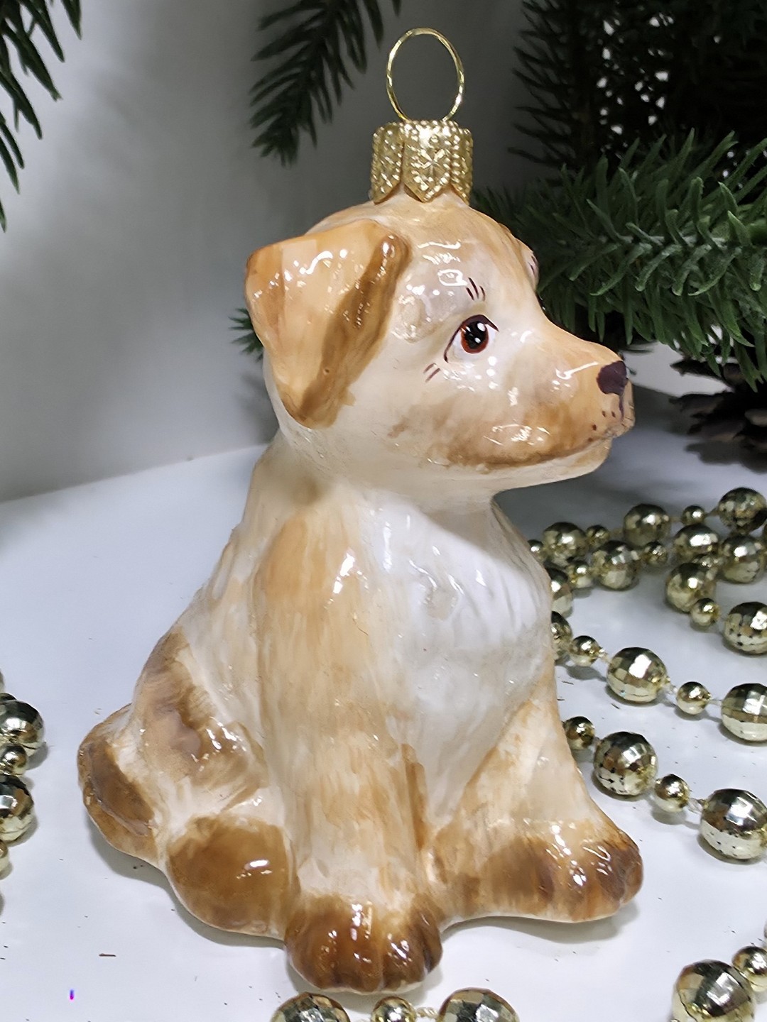 фото Стеклянная елочная игрушка Лабрадор