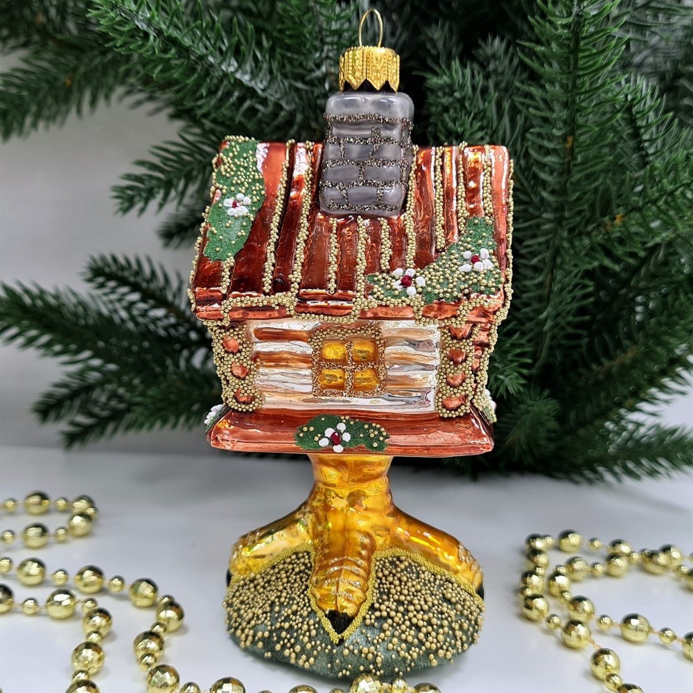 фото Стеклянная елочная игрушка Избушка на курьих ножках