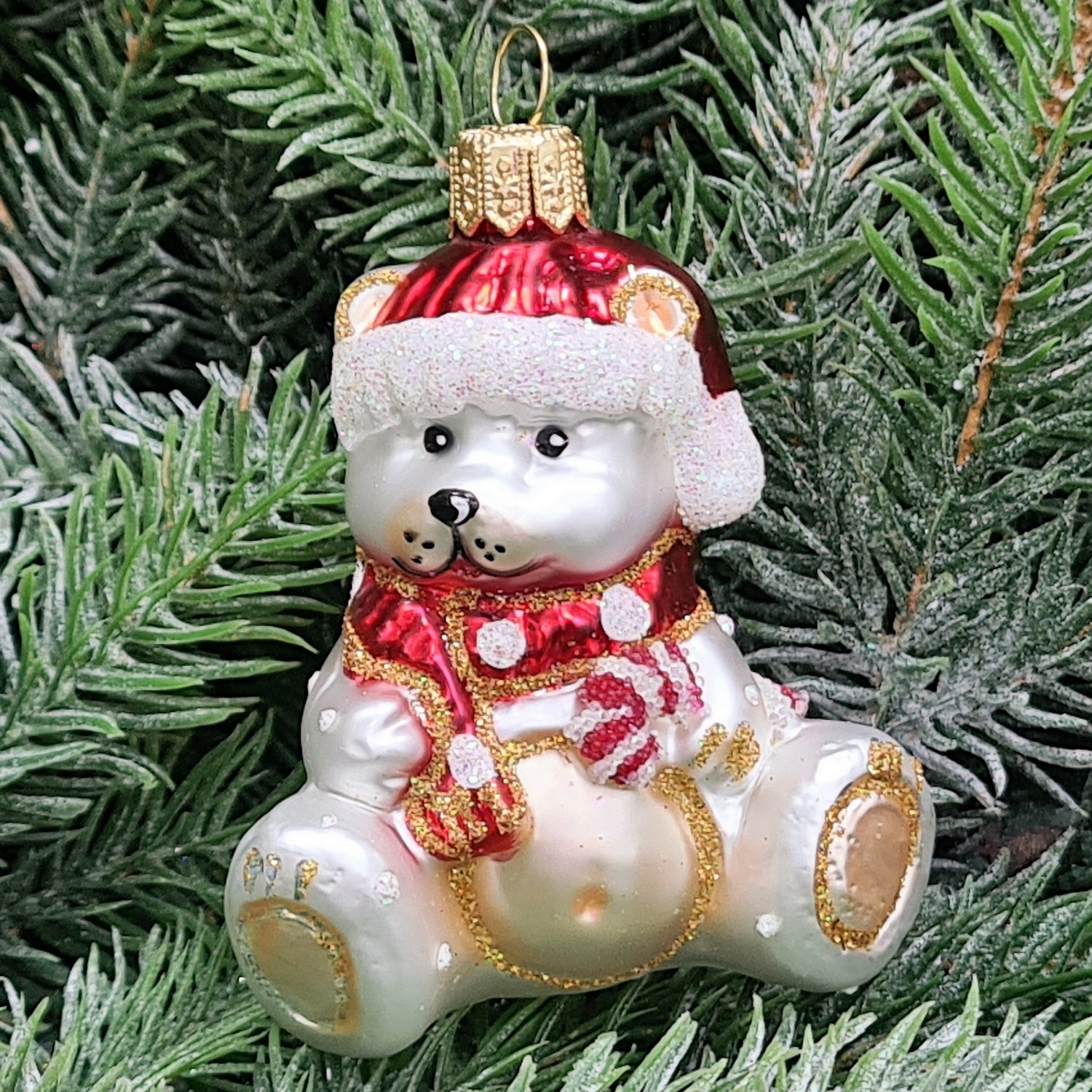 фото Стеклянная елочная игрушка Мишка Бэби