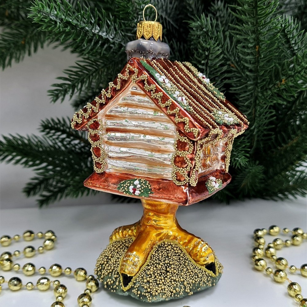 фото Стеклянная елочная игрушка Избушка на курьих ножках