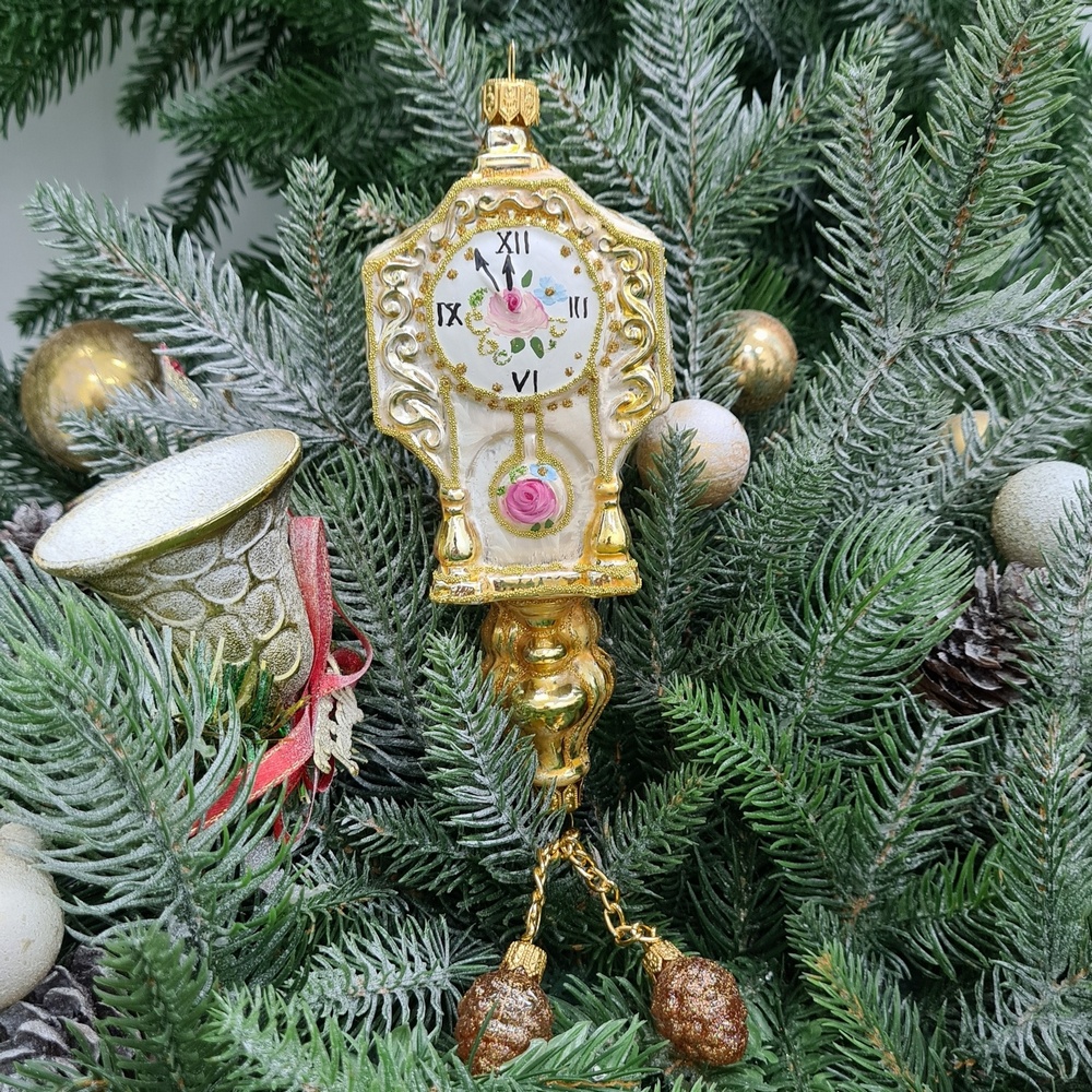 фото Стеклянная елочная игрушка Часы настенные Версаль