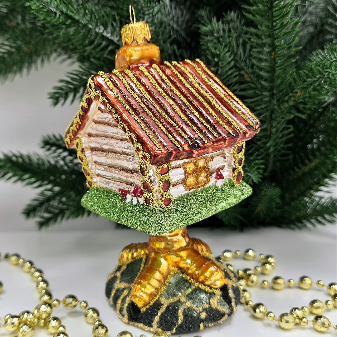 фото Стеклянная елочная игрушка Избушка на курьих ножках