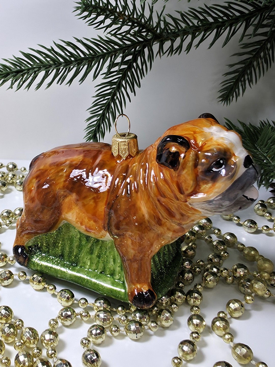 фото Стеклянная елочная игрушка Бульдог