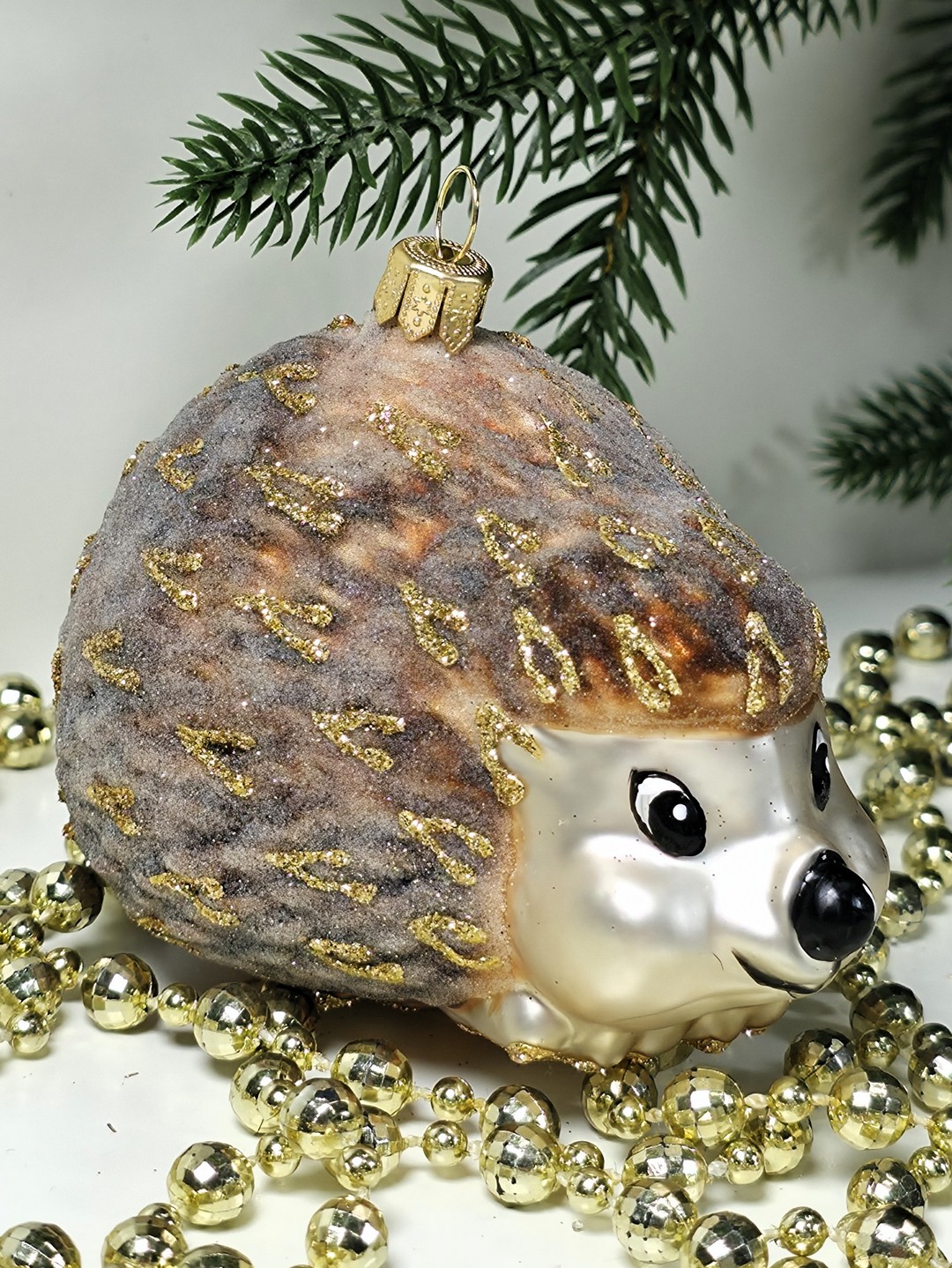 фото Стеклянная елочная игрушка Ежик лесной