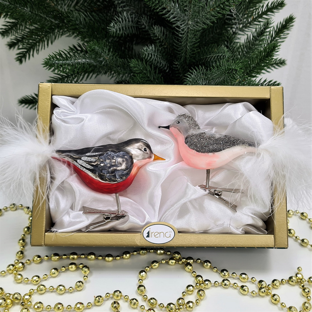 фото Набор ёлочных игрушек Два снегиря с клювиком