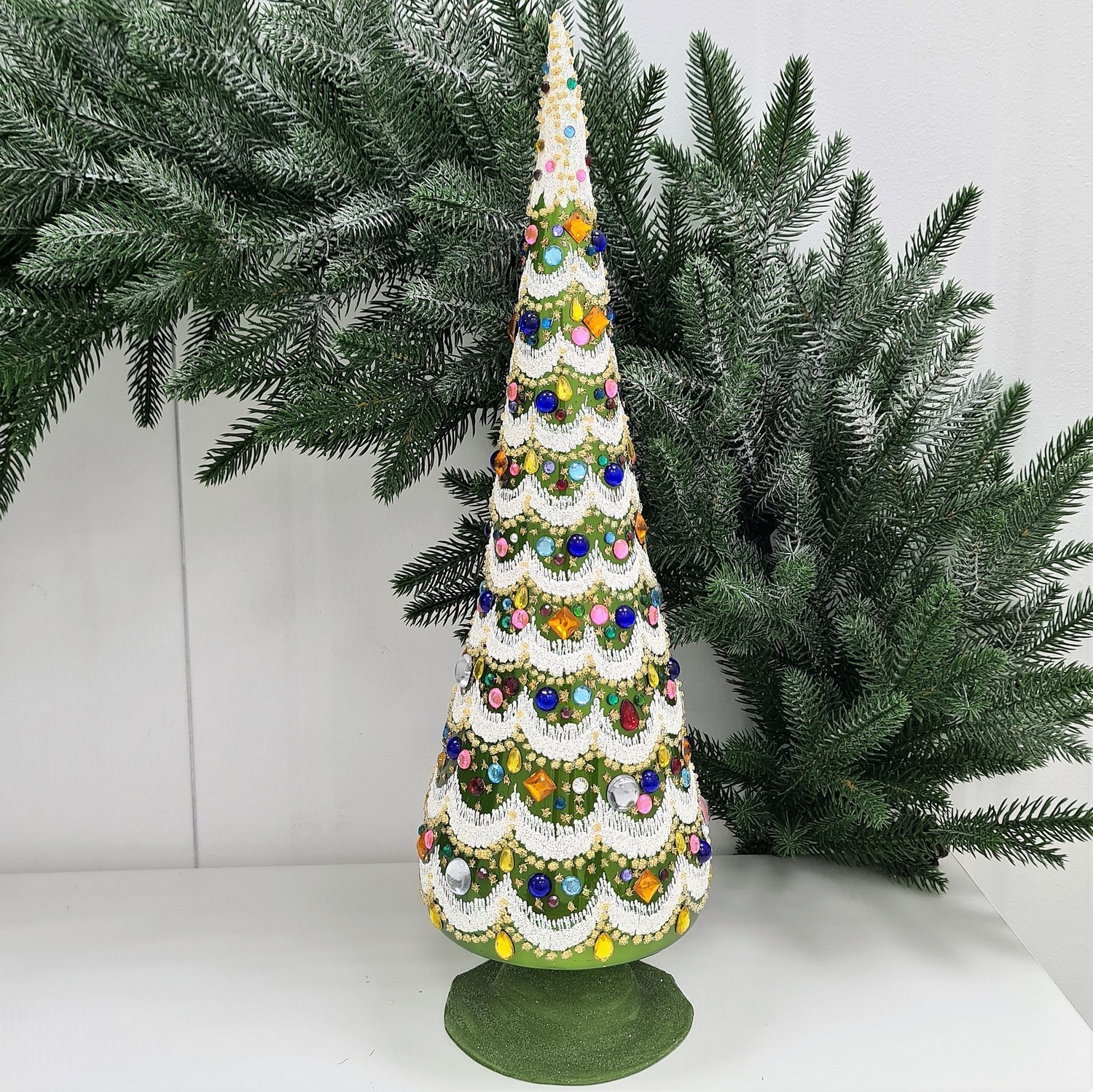 фото Стеклянная Елочка настольная