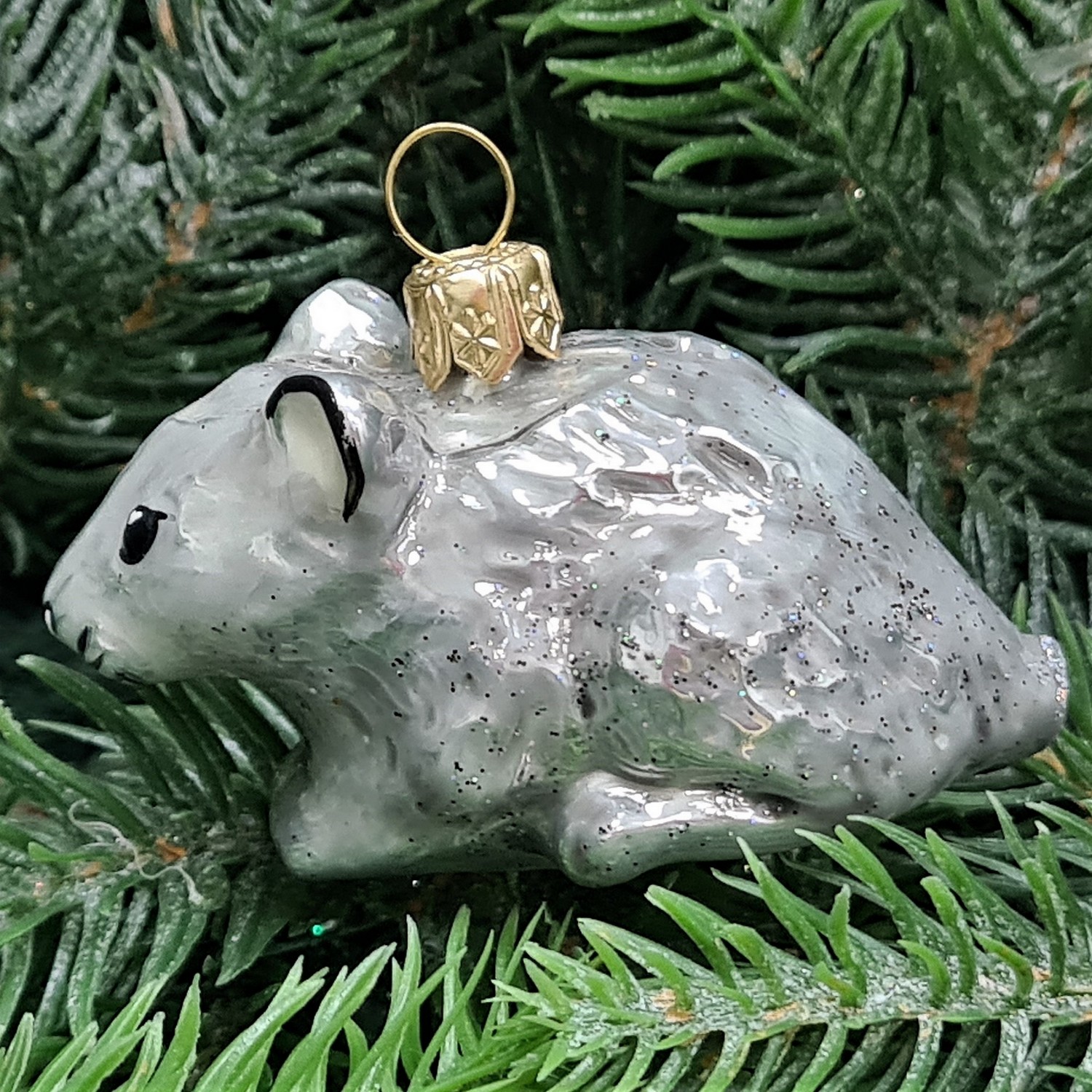 фото Стеклянная елочная игрушка Мышка малая