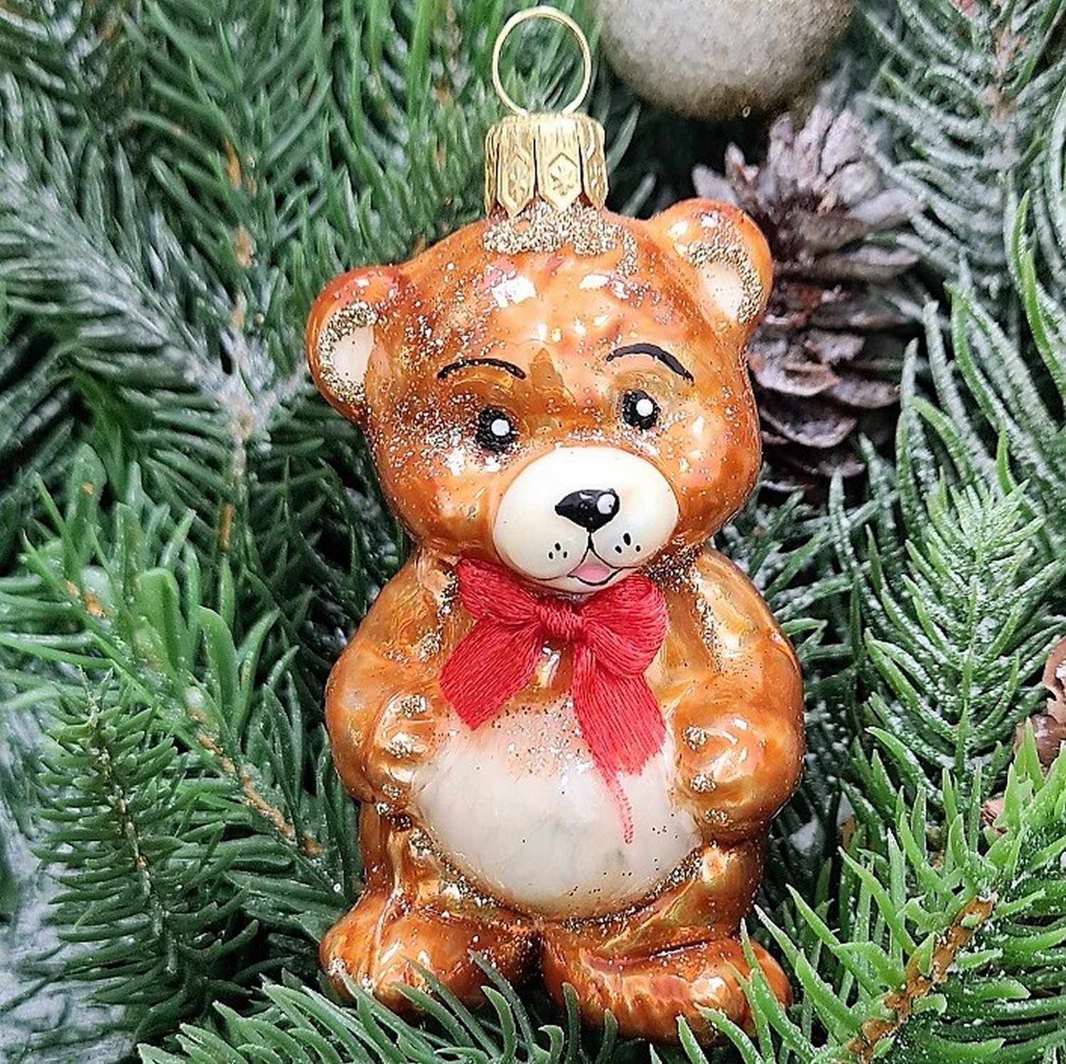 фото Стеклянная елочная игрушка Мишутка