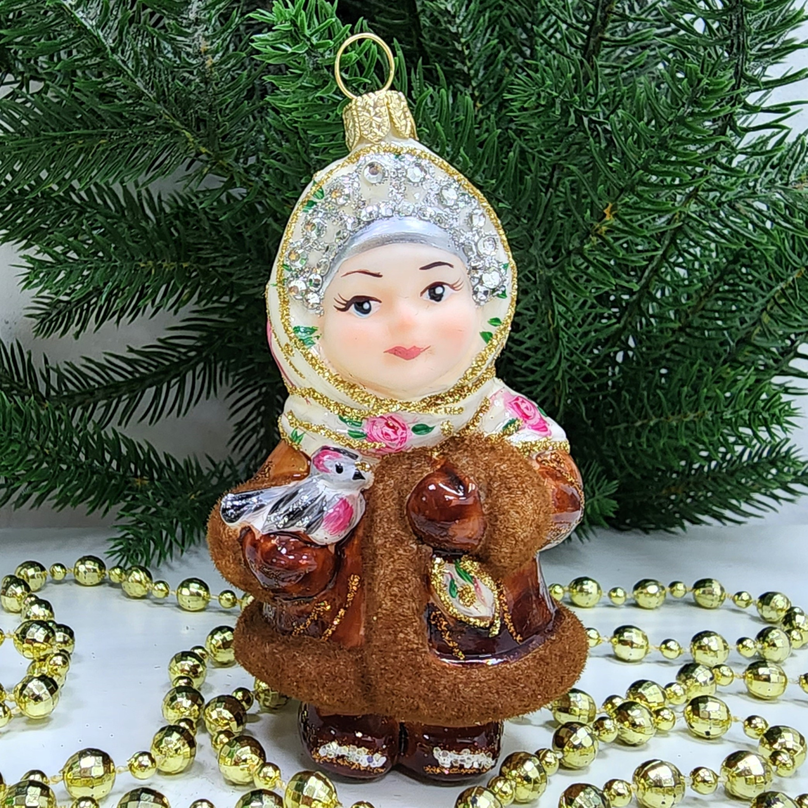 фото Стеклянная елочная игрушка Снегурочка